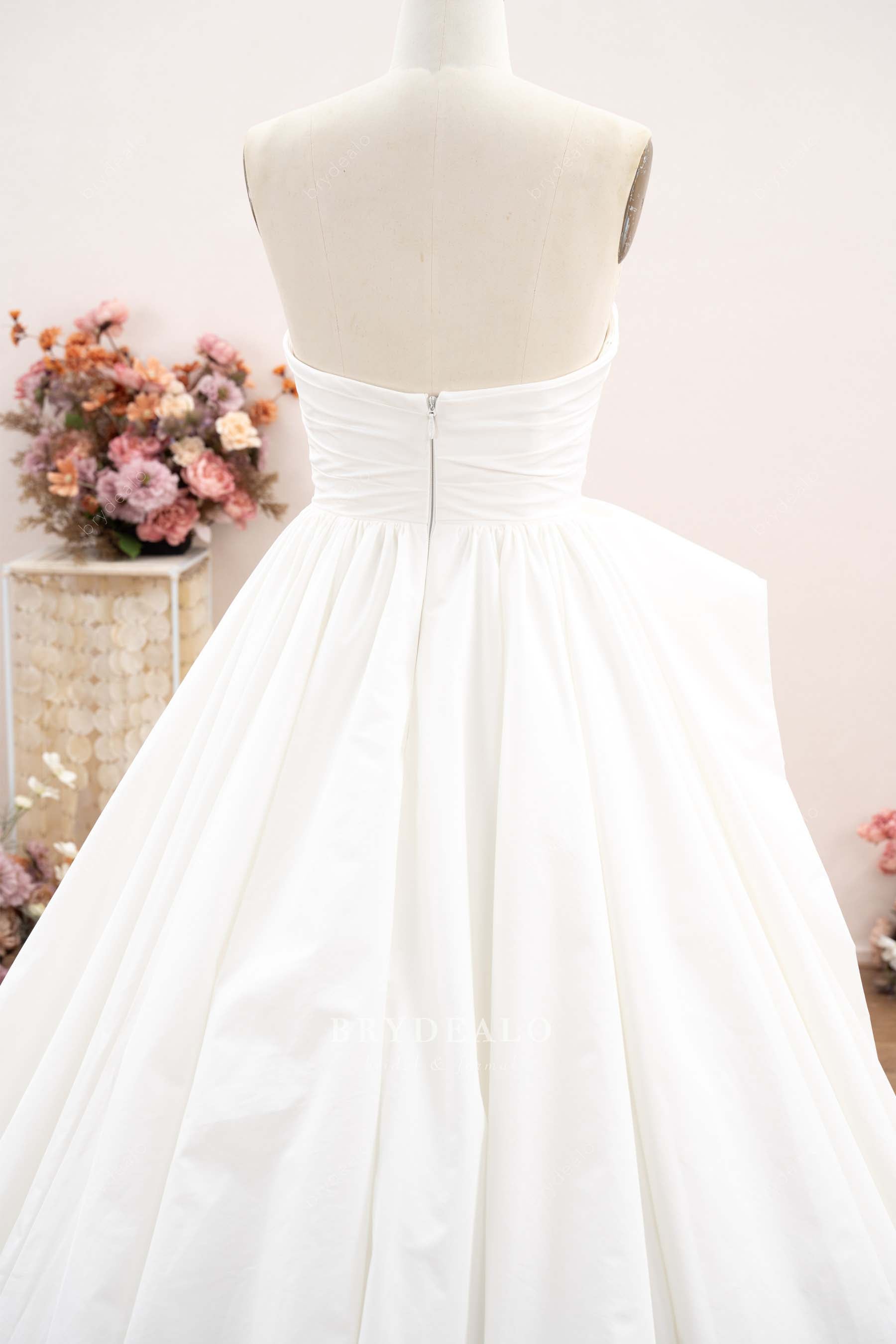 strapless taffeta wedding gown