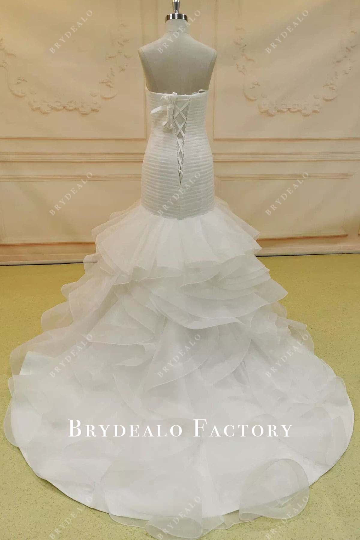 strapless trumpet court train wedding dress