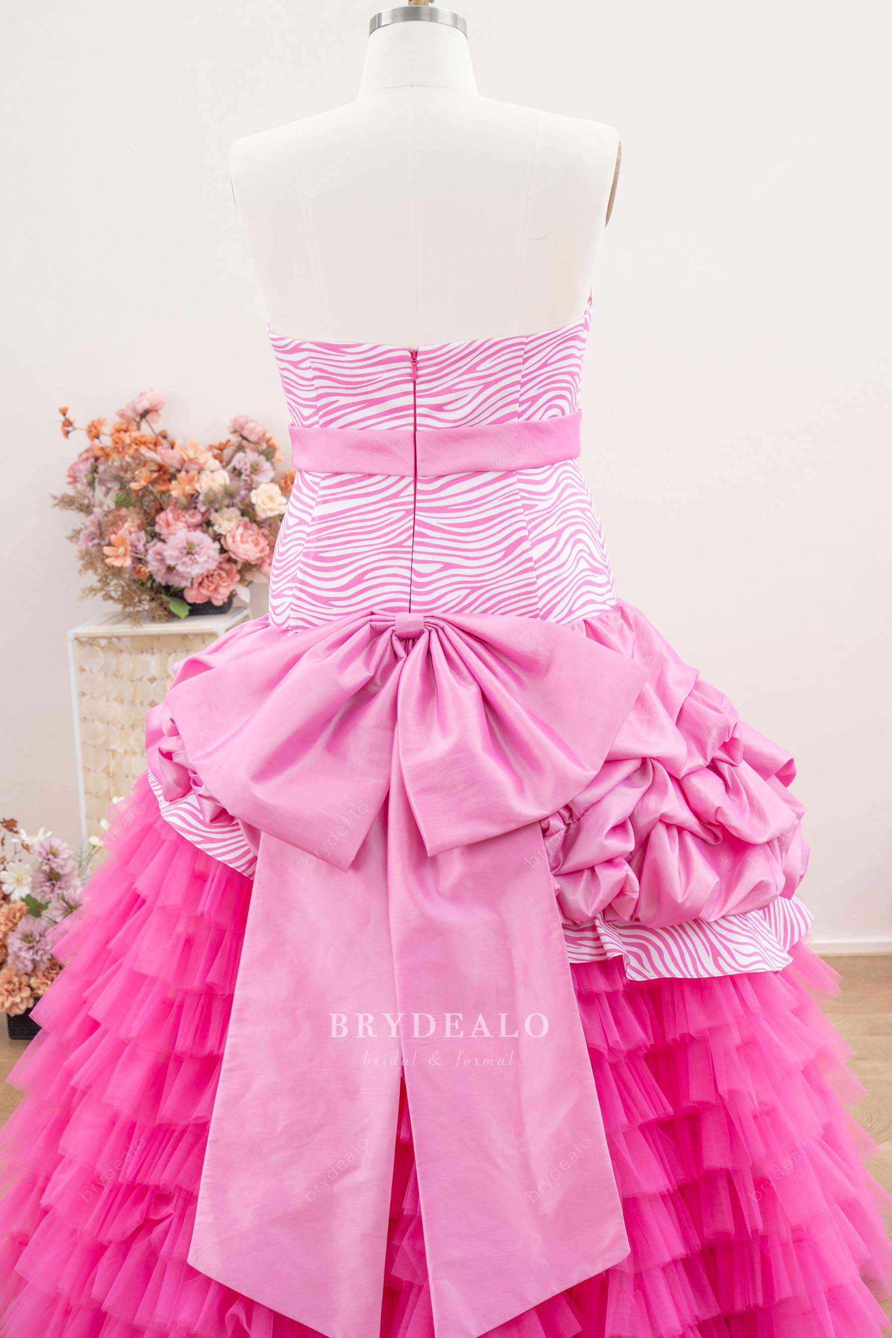 strapless zebra vein formal gown