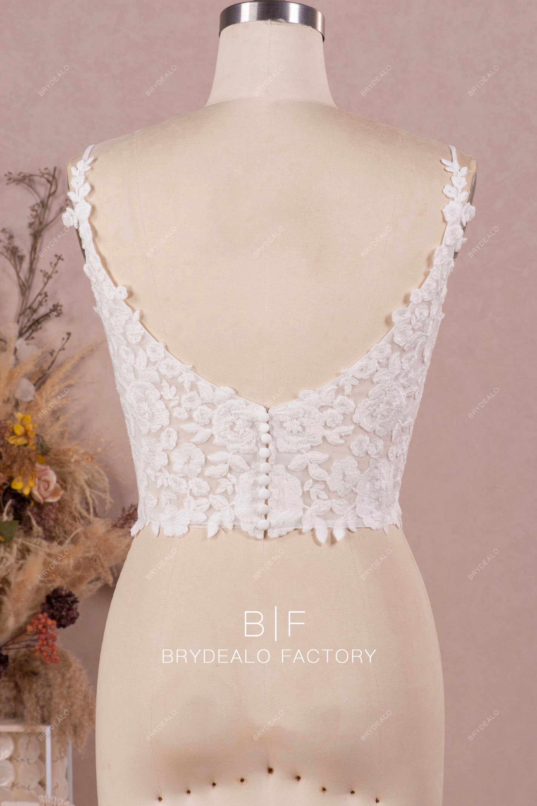 straps V-back lace bridal top