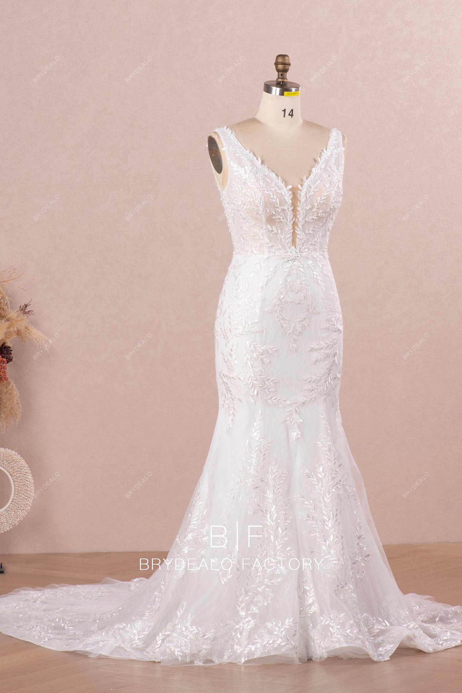 straps fit flare lace wedding dress