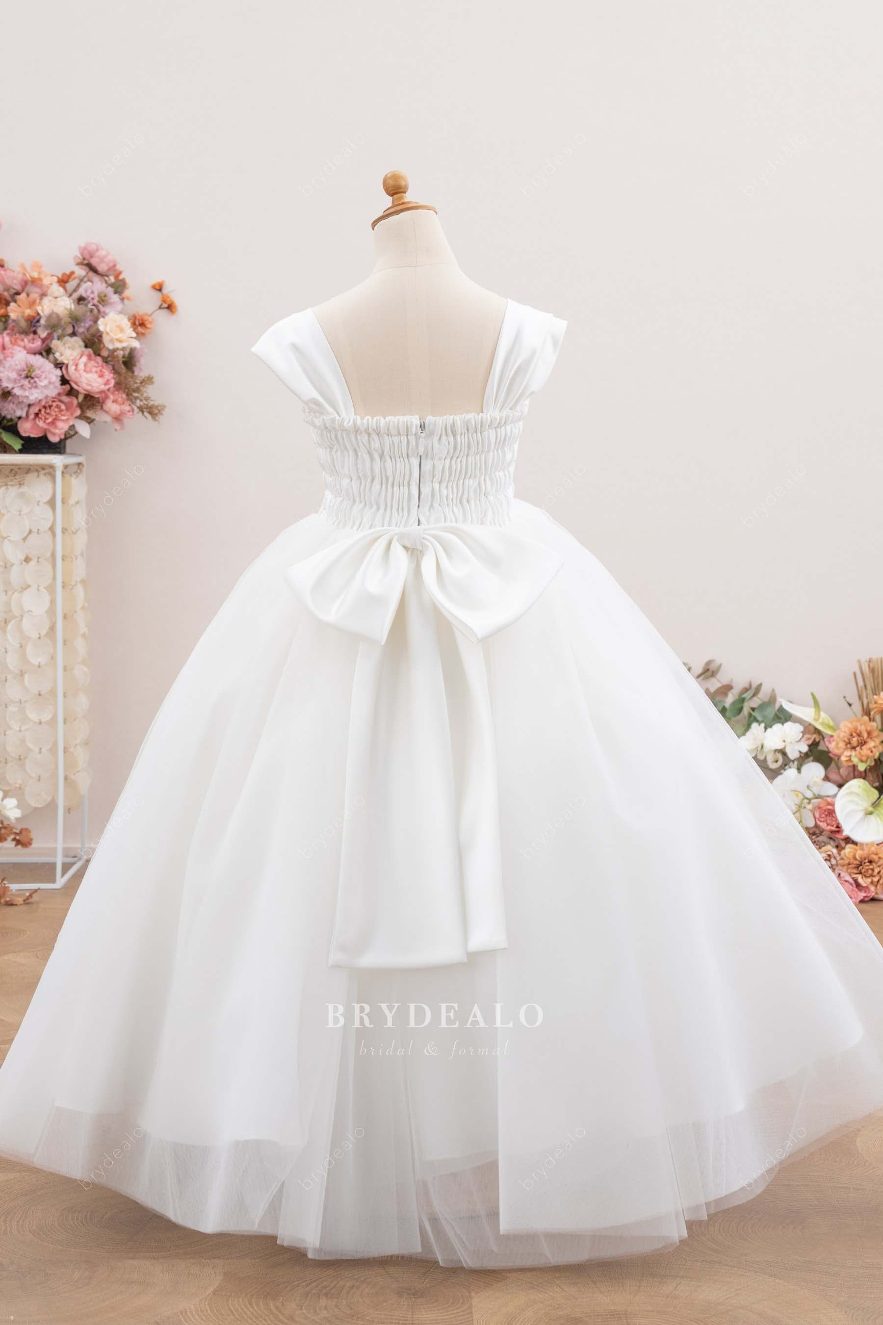 straps floor length flower girl gown