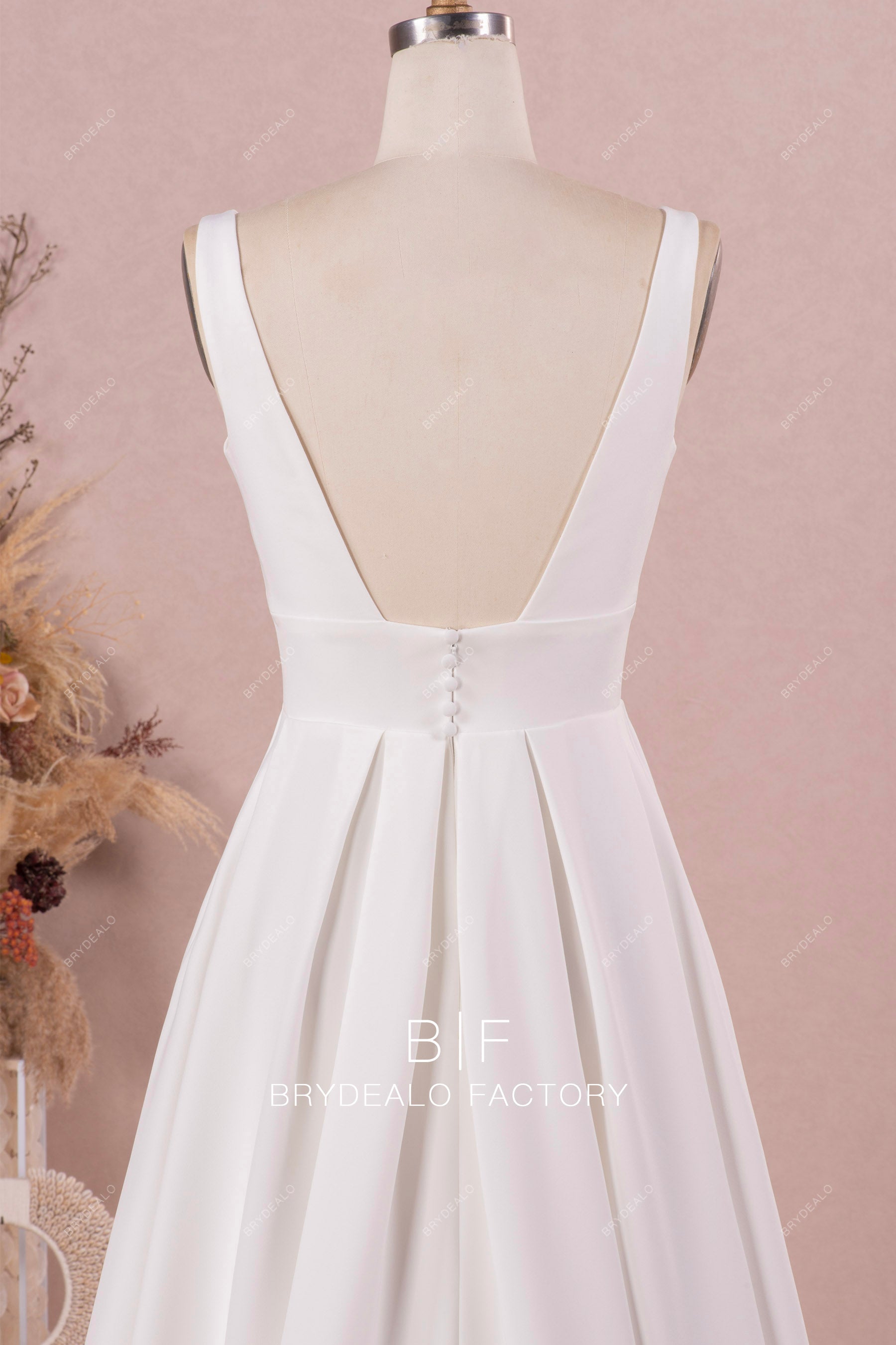 straps open back bridal dress