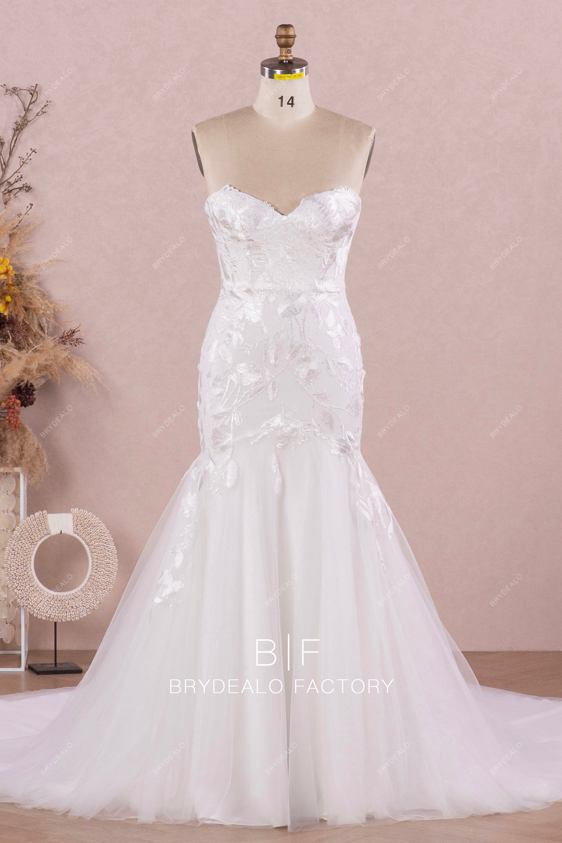 sweetheart neck lace mermaid wedding dress