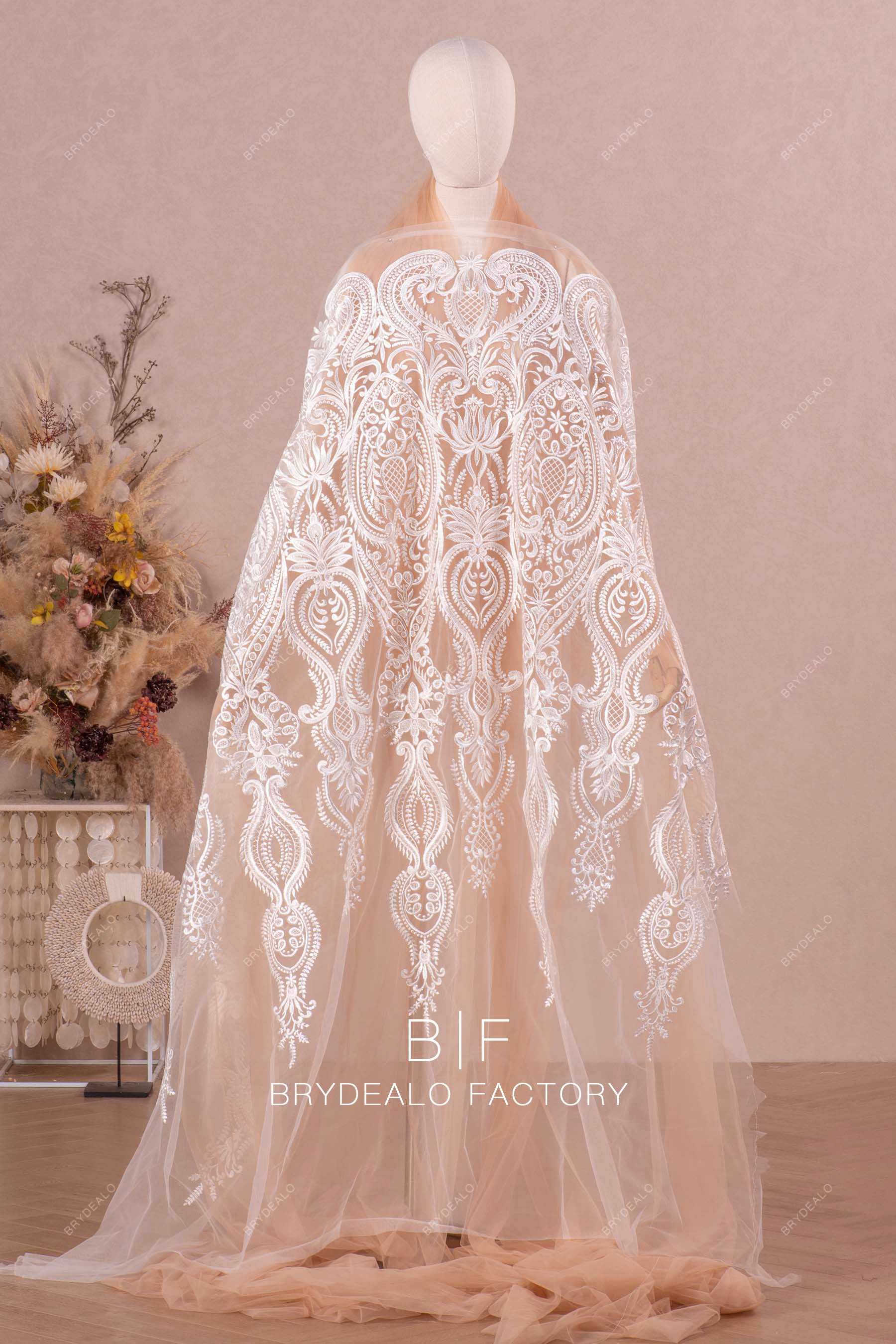 symmetric abstract pattern lace fabric