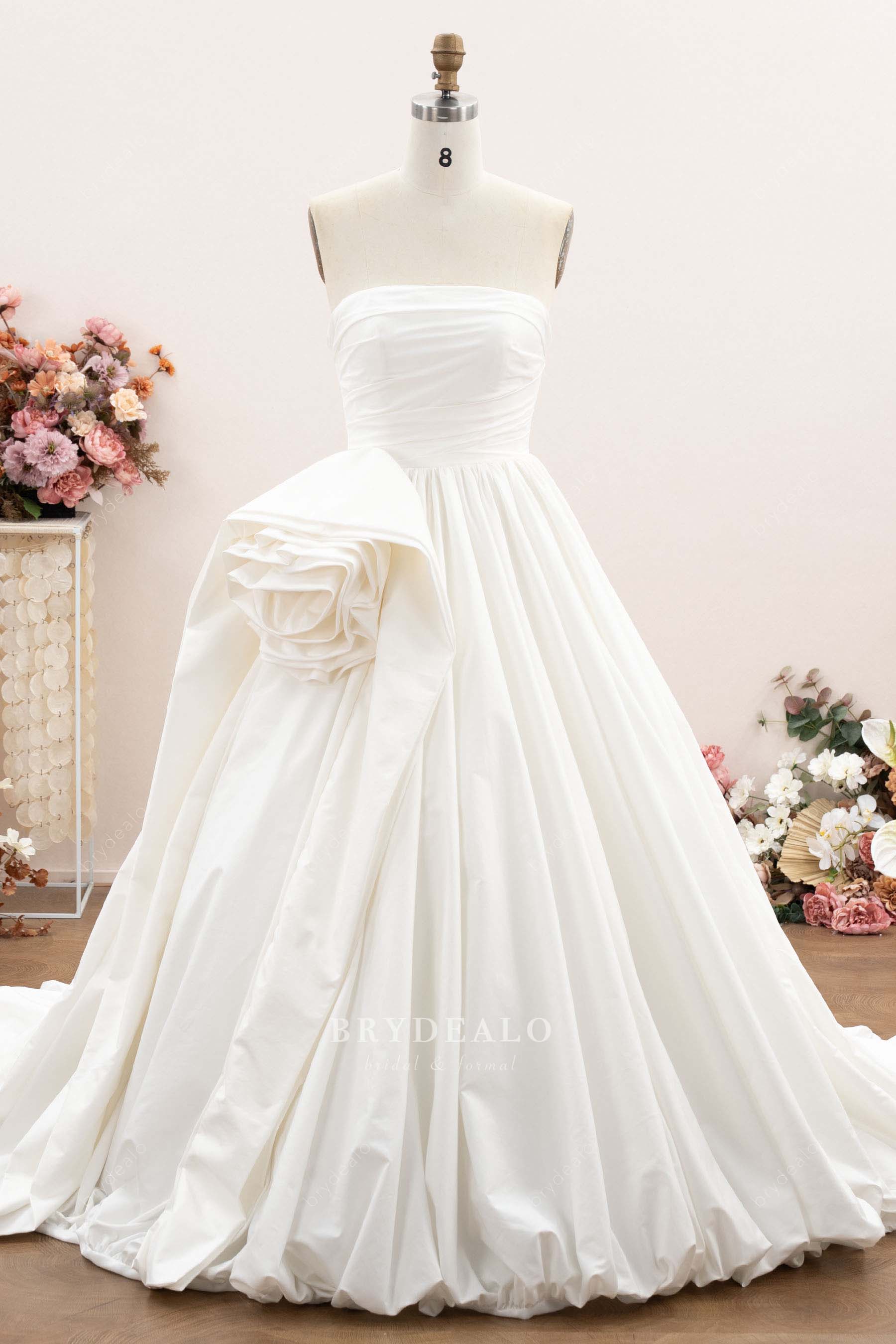 taffeta flower ballgown wedding dress