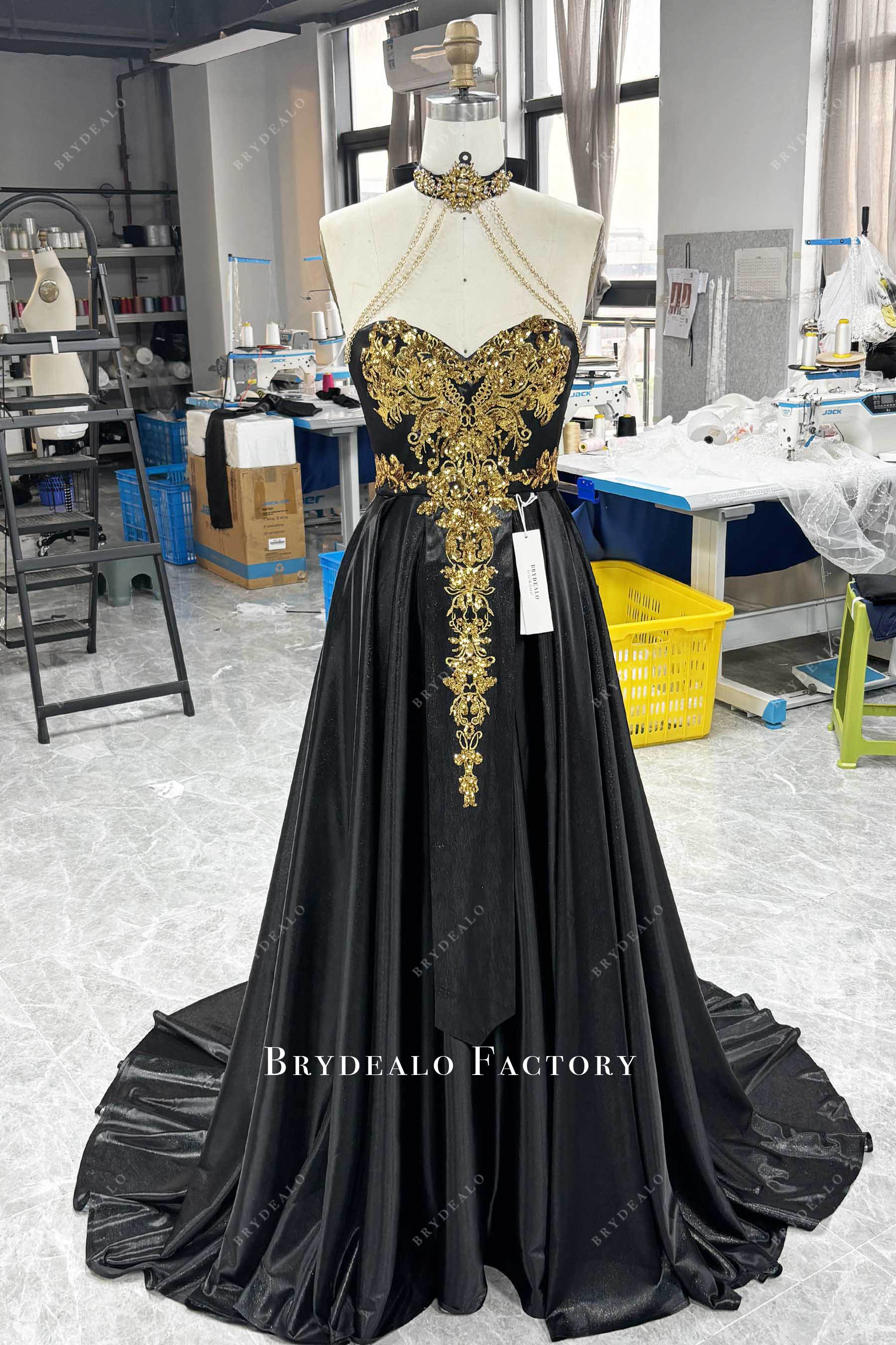 Black popular and Gold Formal Dress