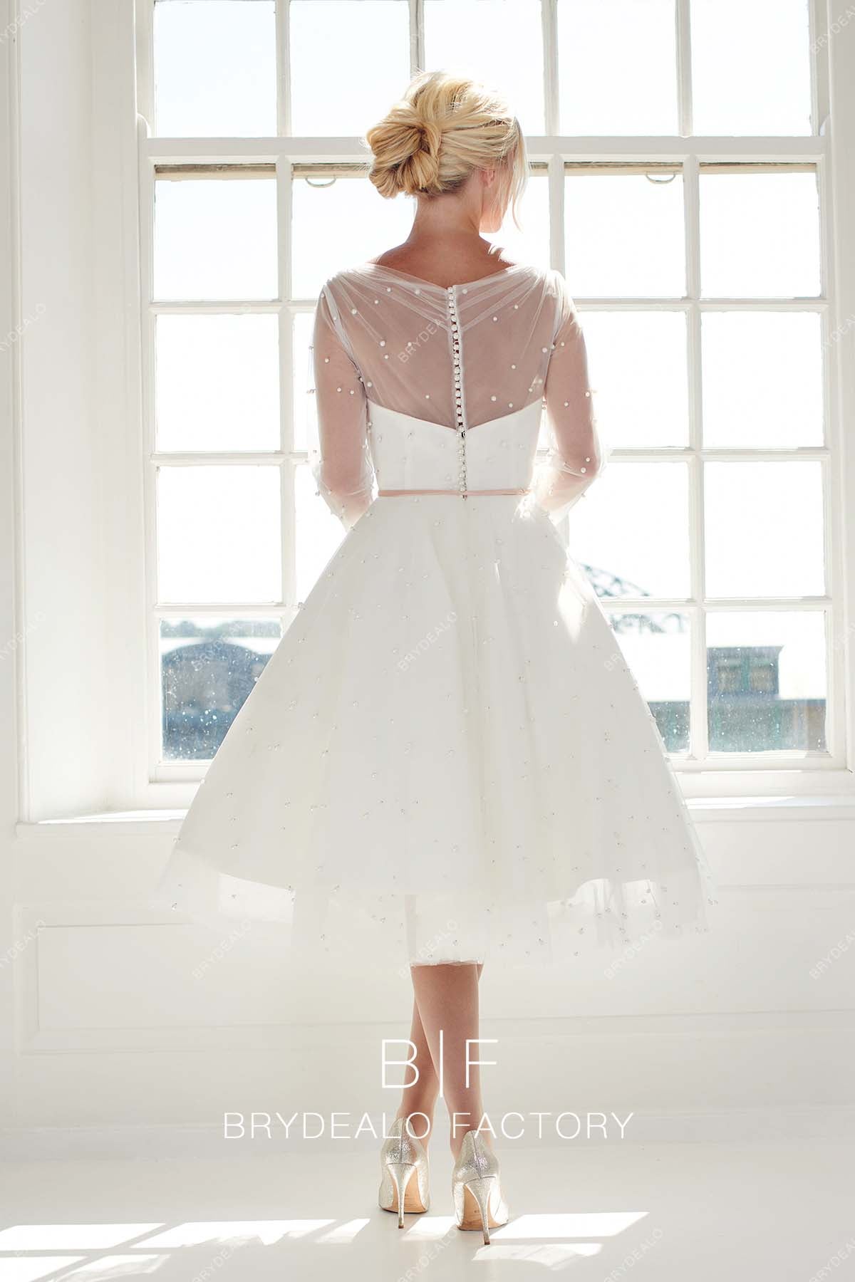 tea length A-line short wedding gown