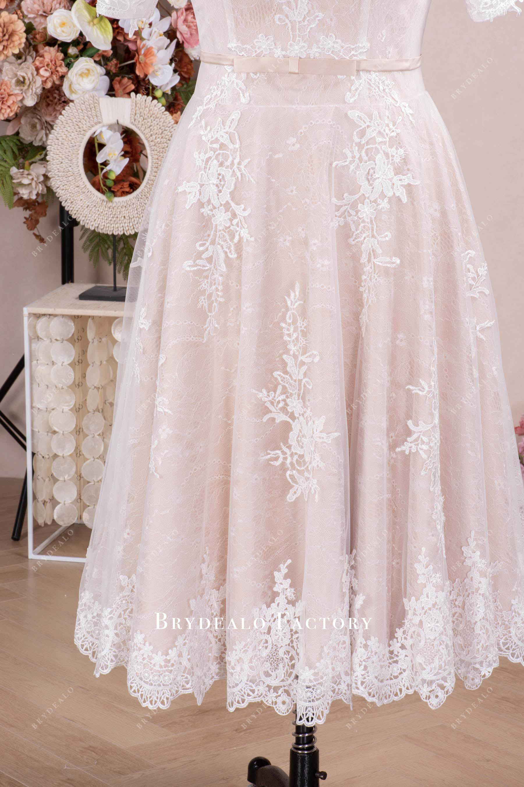 tea-length lace wedding dress