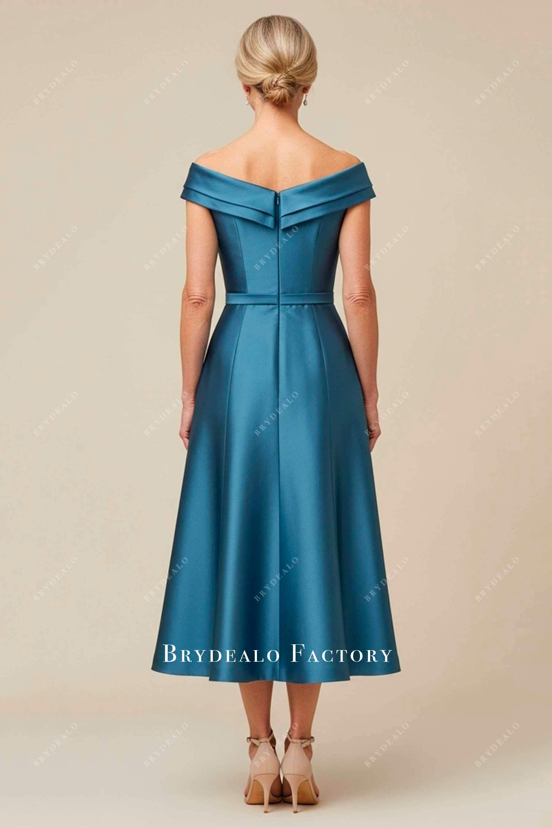 tea length off-shoulder formal dress