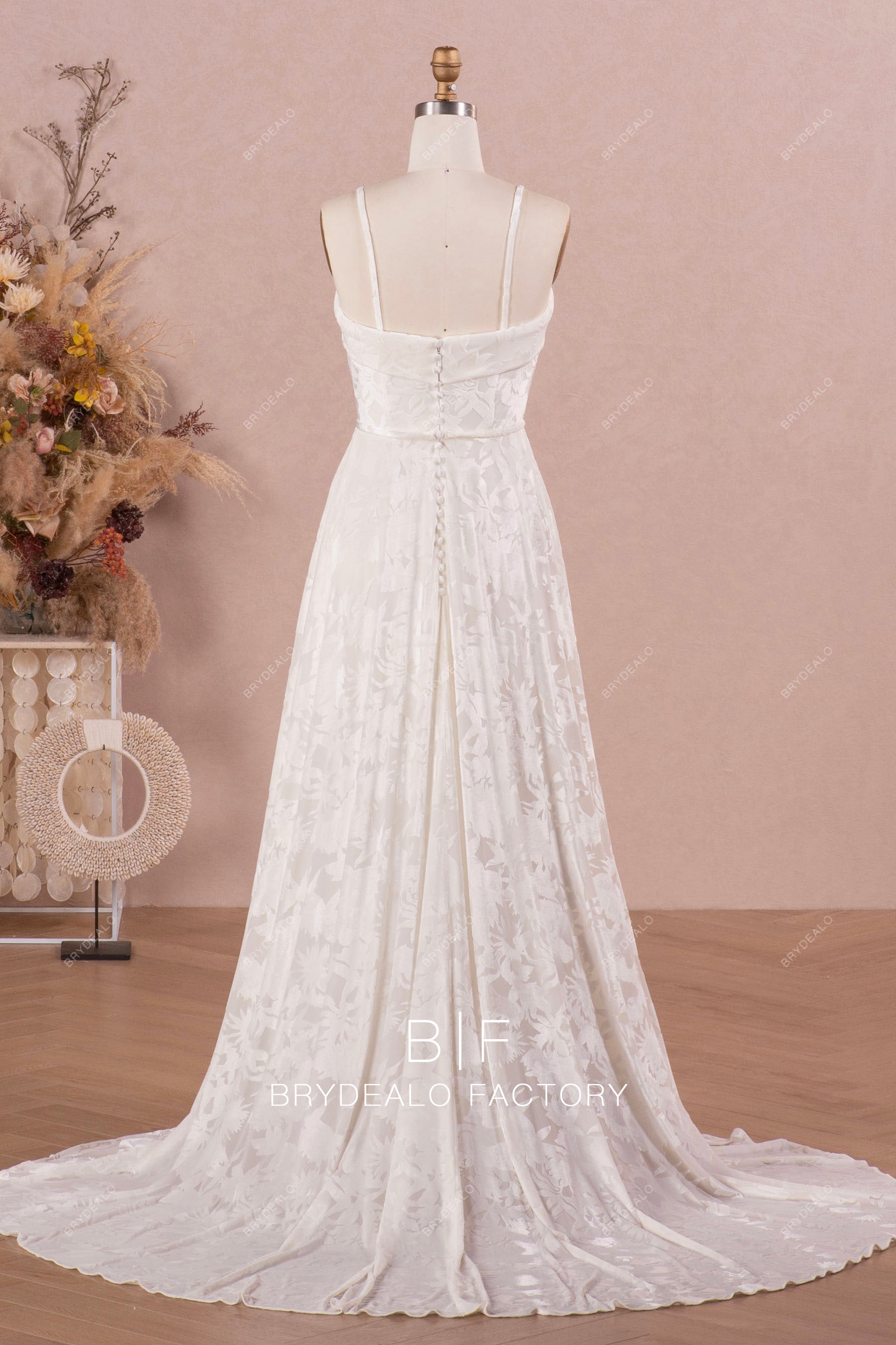 thin straps Aline vintage wedding dress