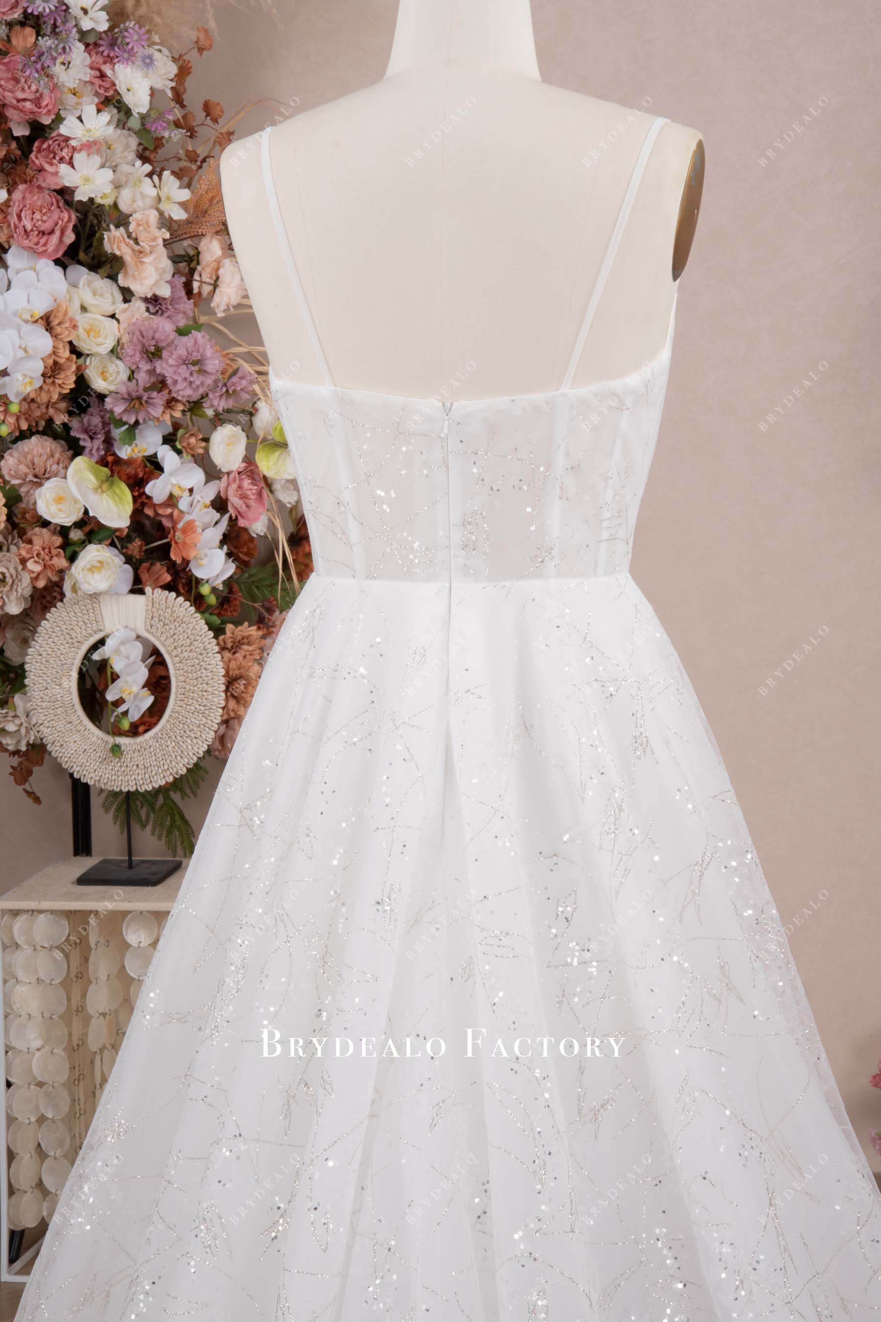 thin straps boned wedding gown