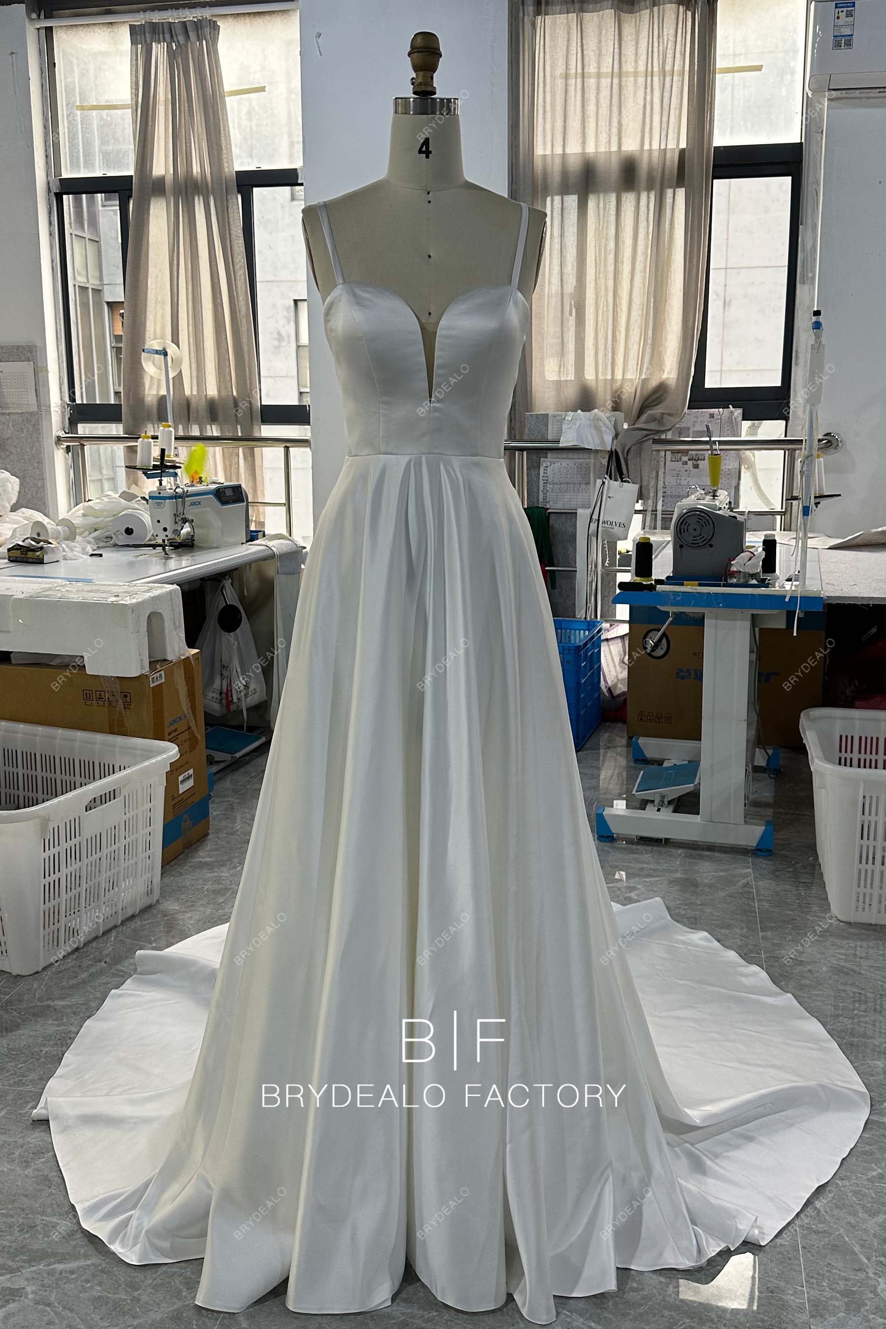 private label thin straps bridal dress