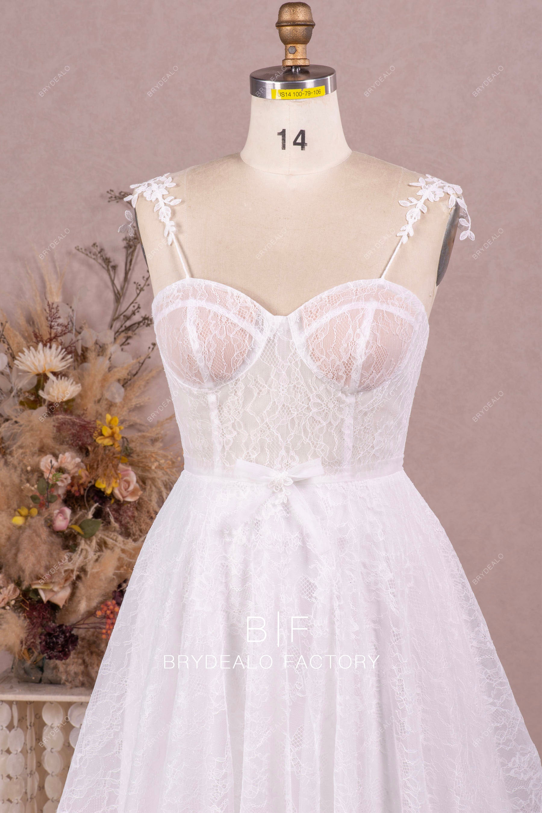 Illusion Lace Corset Sweetheart Neck Wholesale A-line Wedding Dress