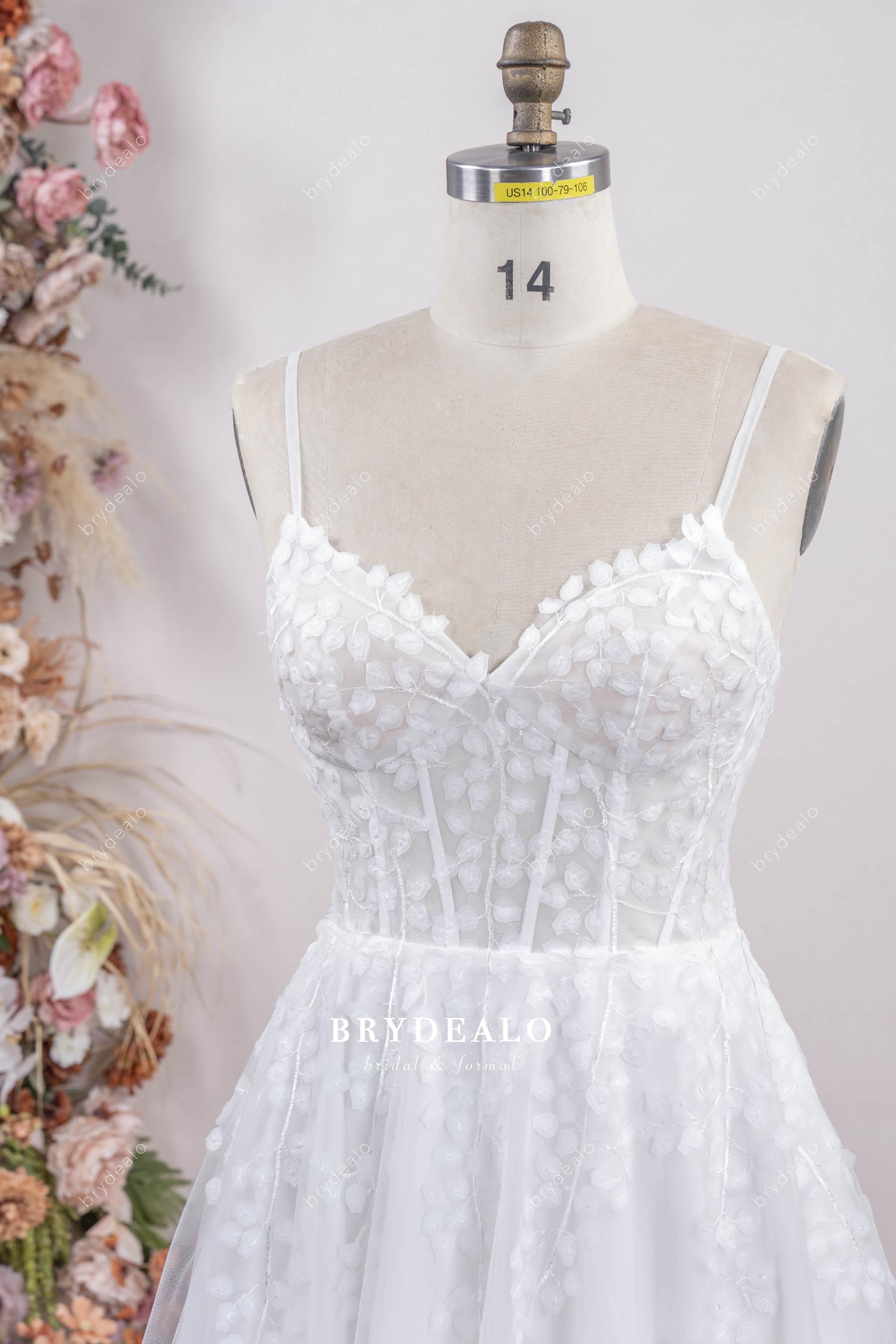 thin straps sweetheart lace wedding dress