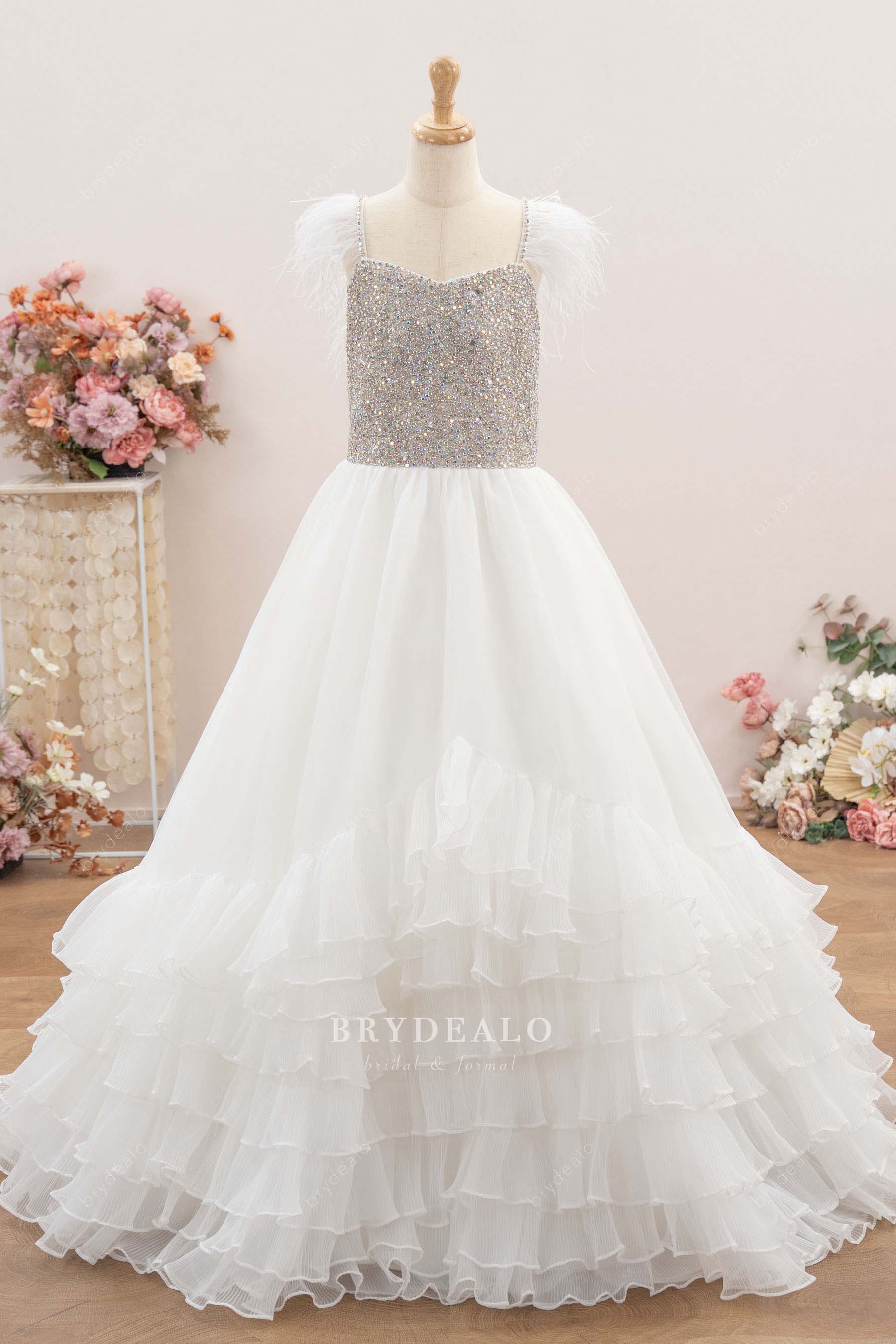 tiered aline kids pageant gown