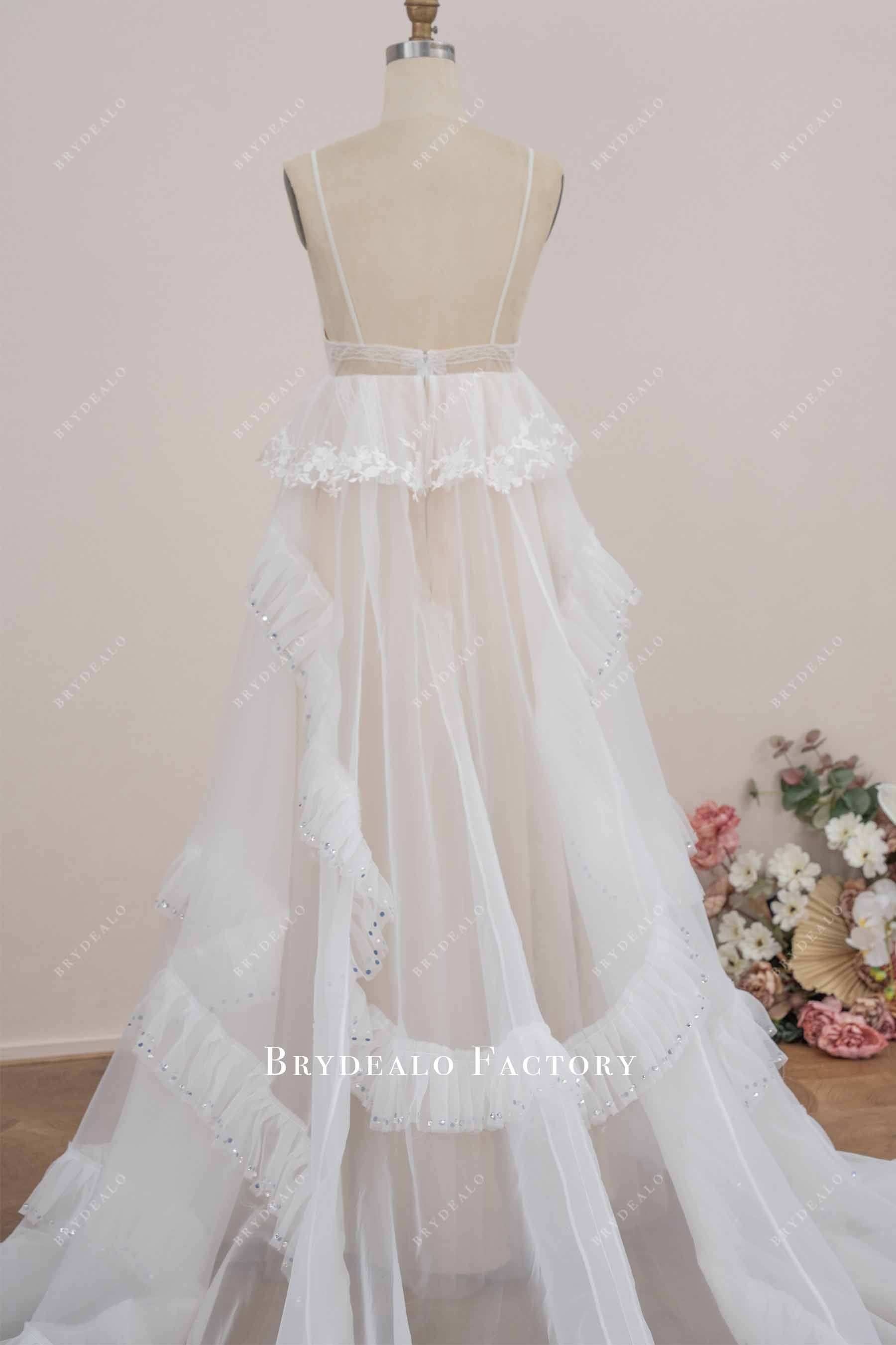 tiered rhinestone wedding dress