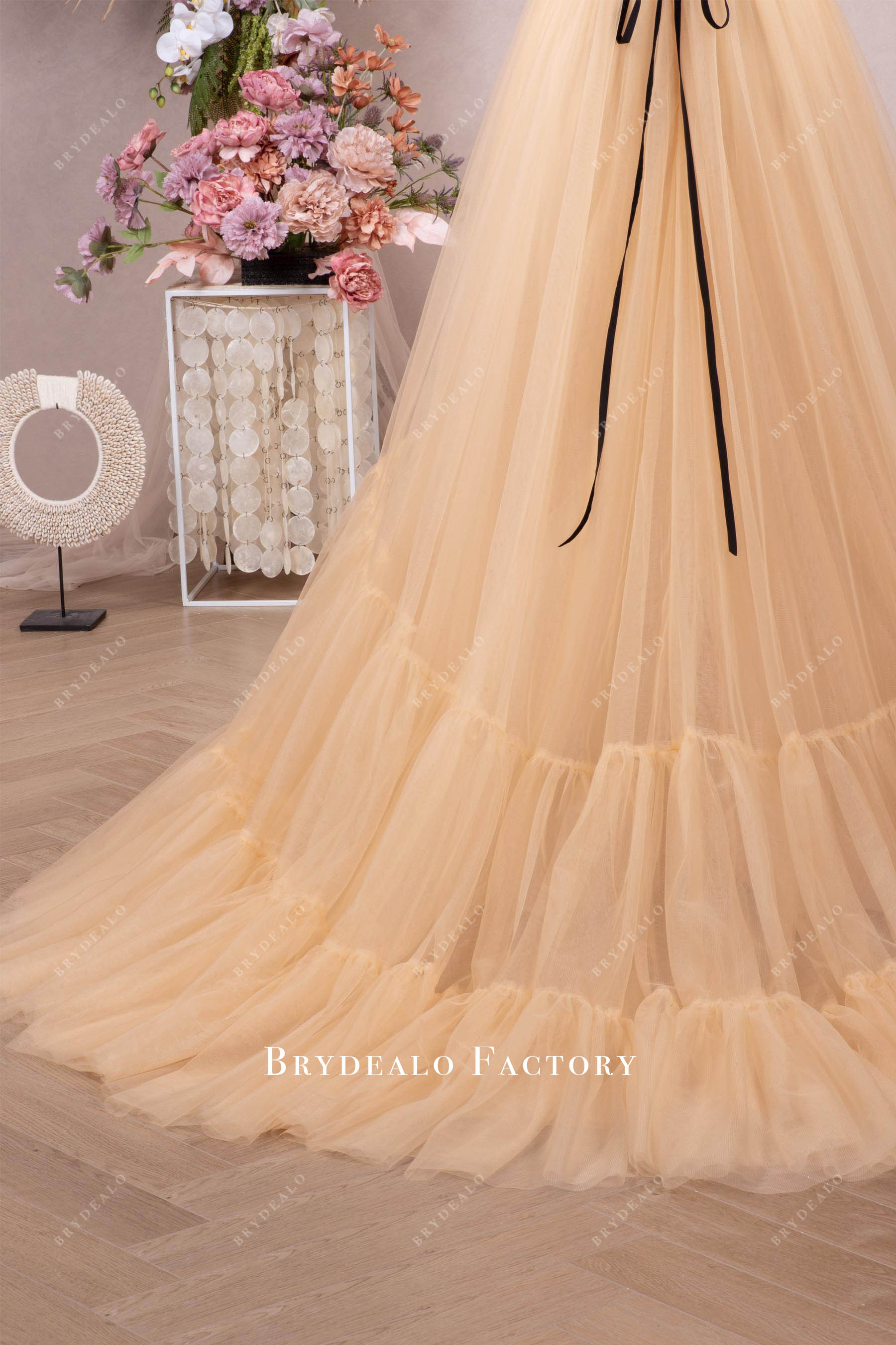 tiered tulle prom gown