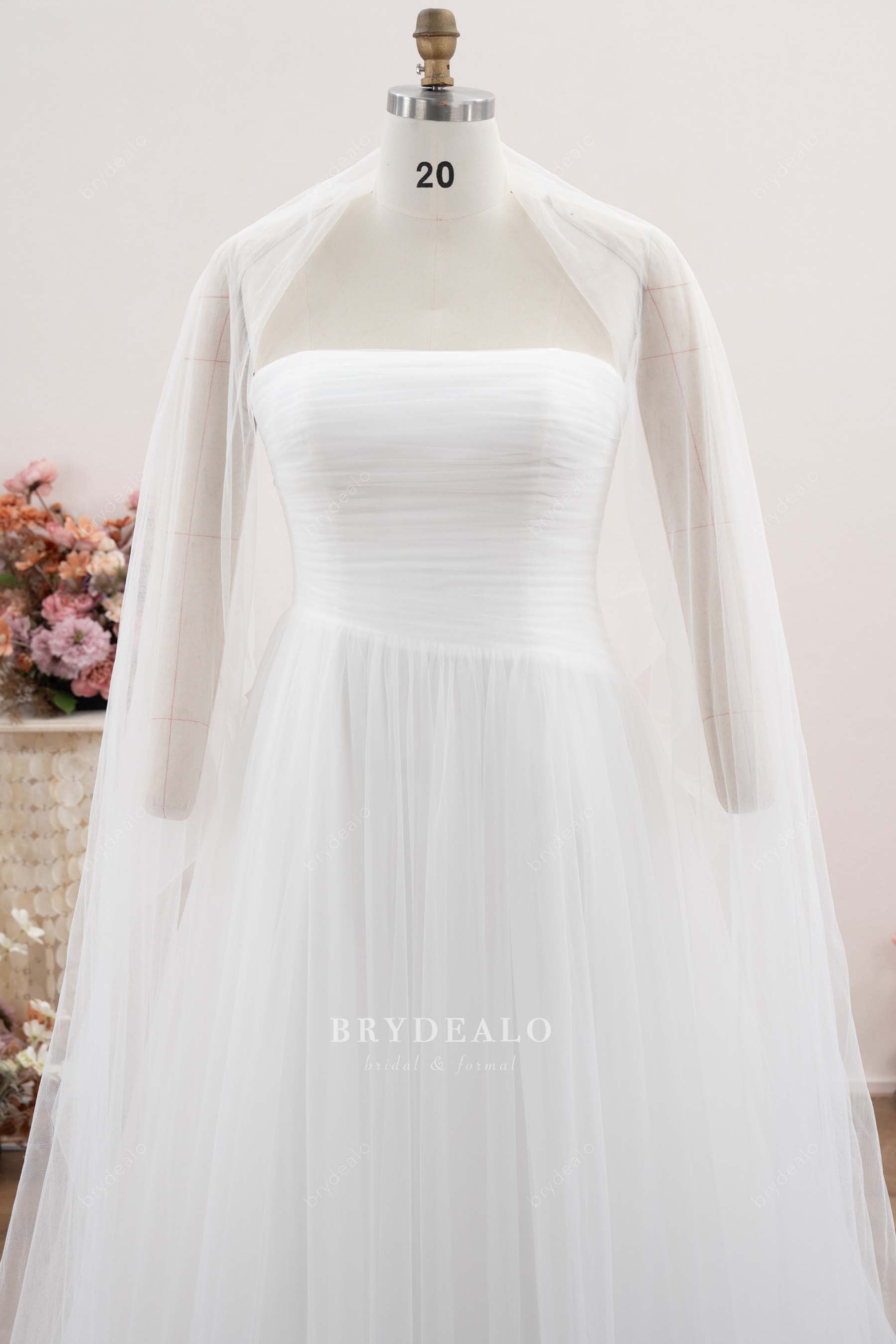 tulle wrap pleated wedding dress