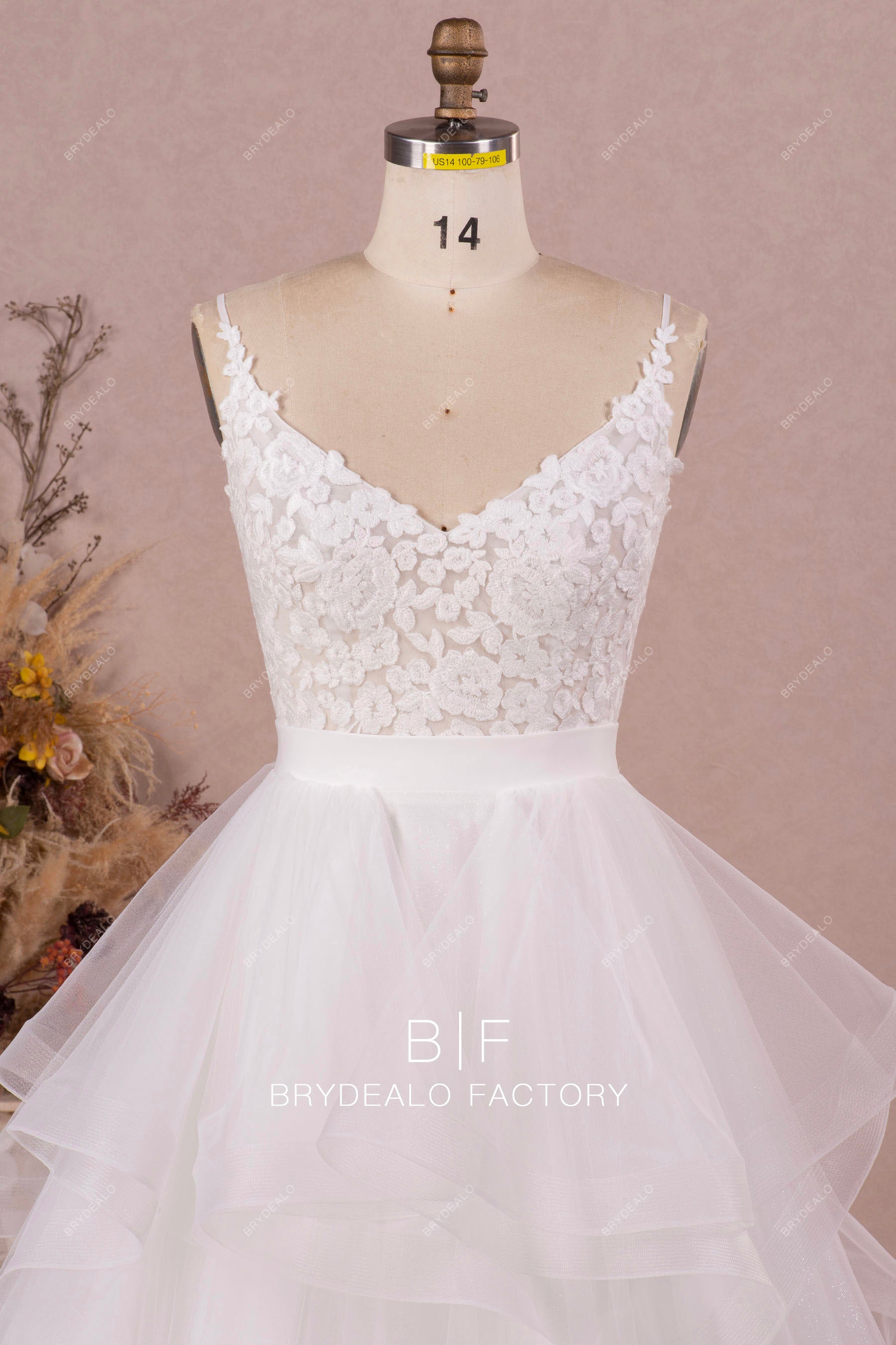 two-piece flower lace wedding dress