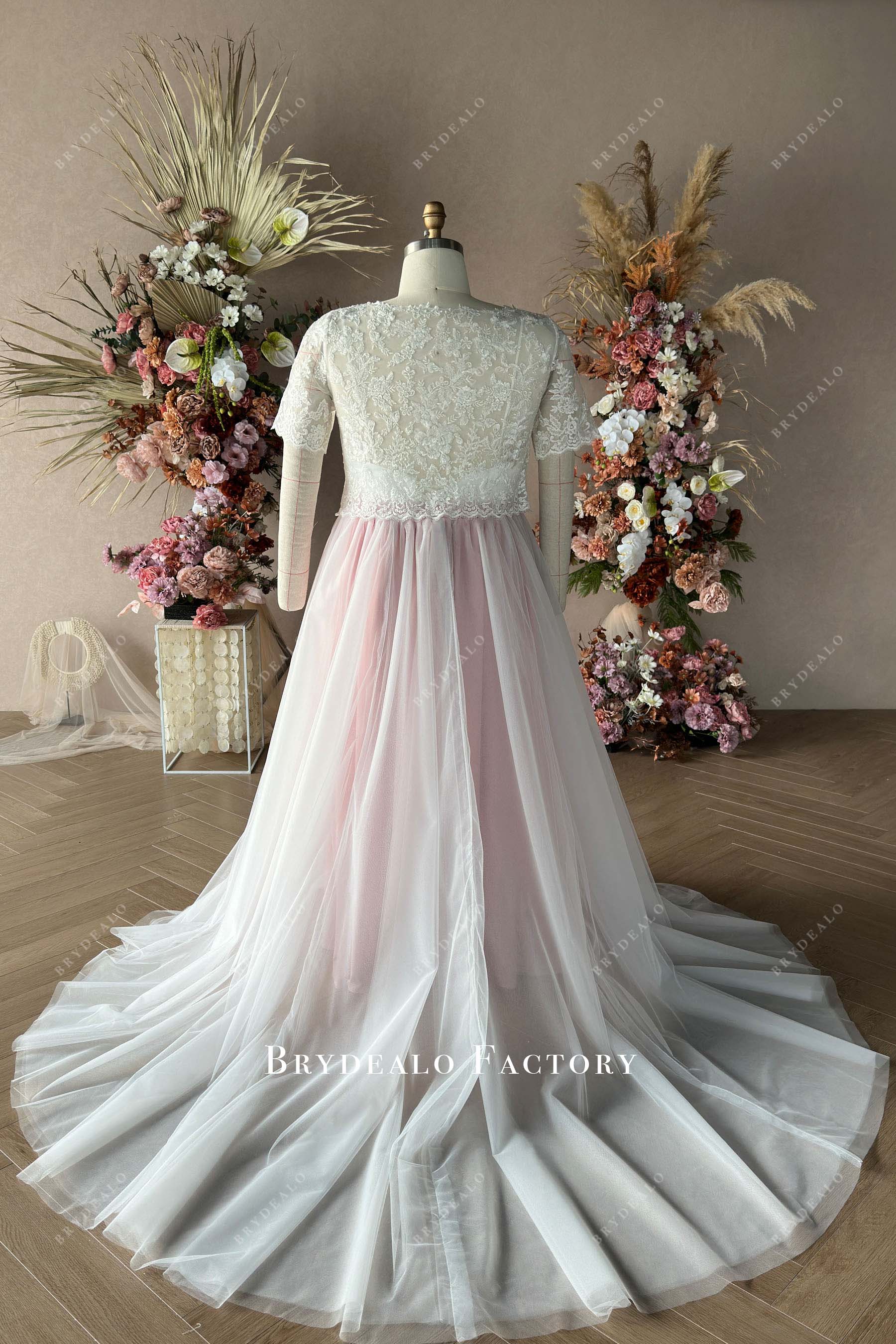 Private Label Short Sleeves Maternity Wedding Dress