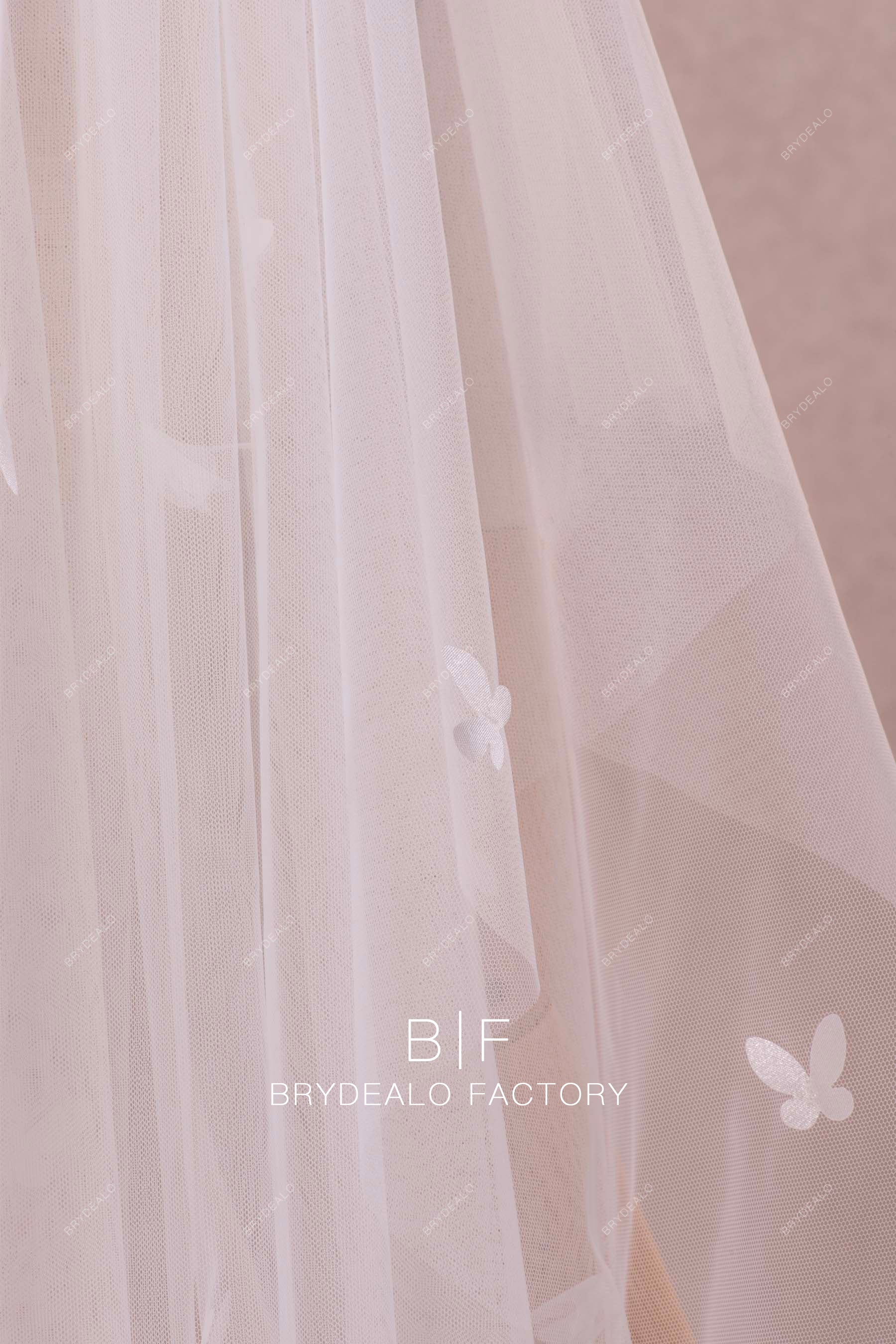 Custom Made Butterfly Applique Tulle Wedding Veil With Butterflies