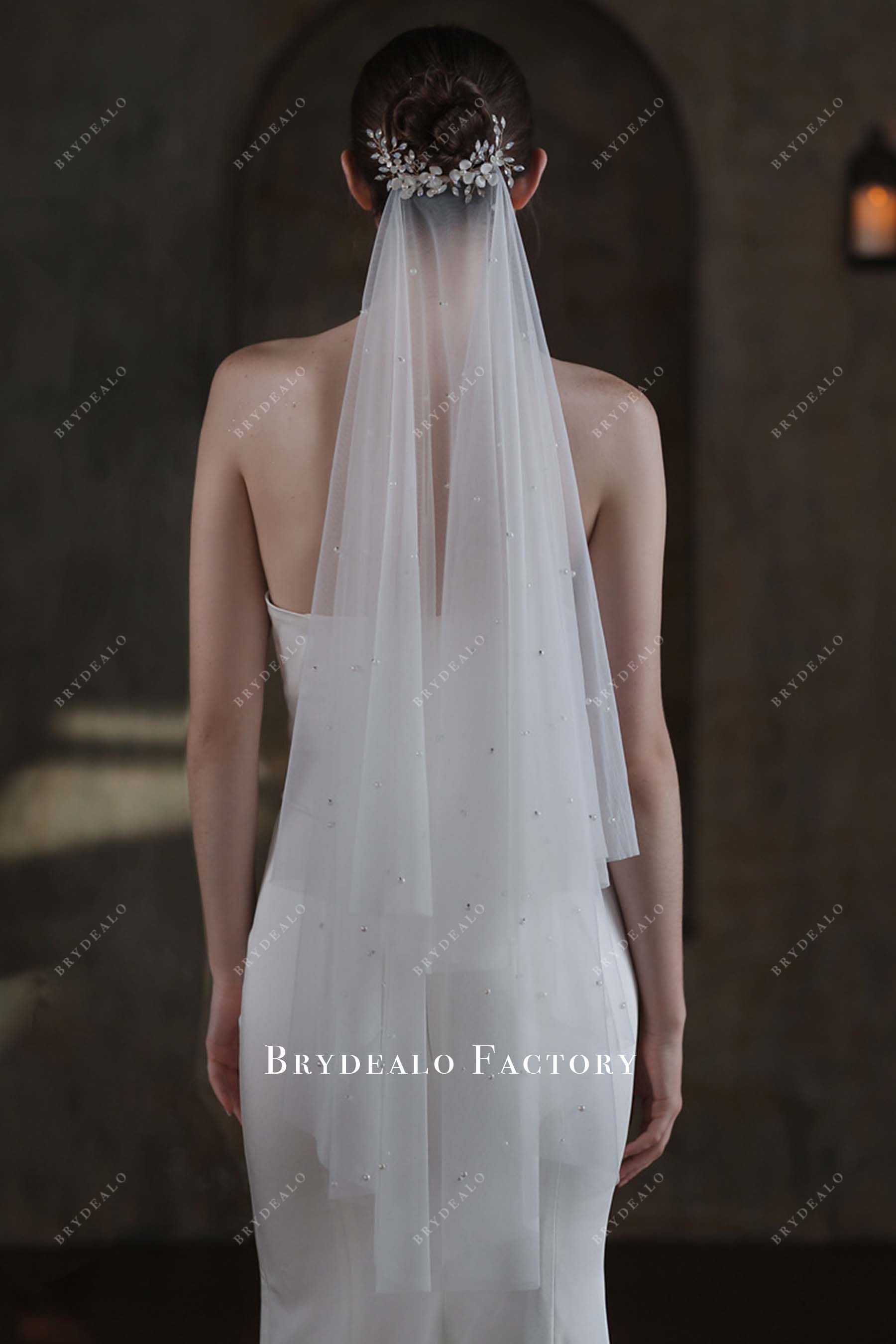 two tier fingertip length bridal veil