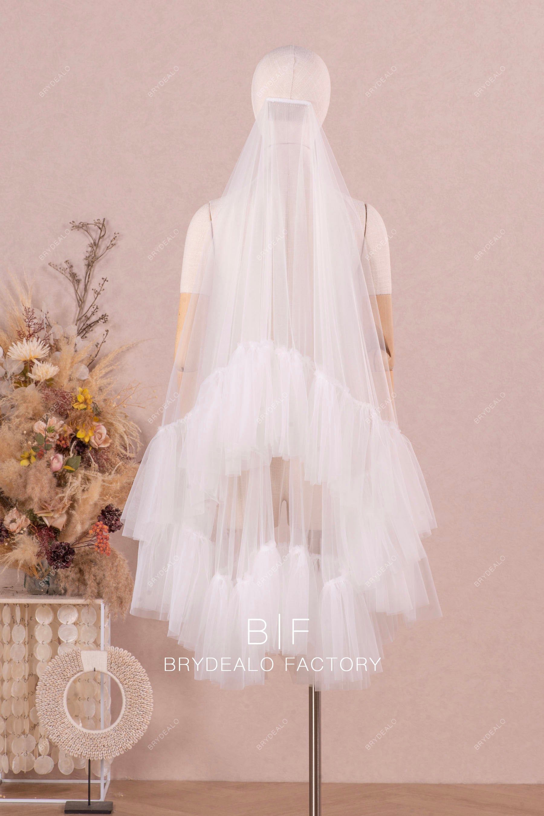 two-tier ruffled veil