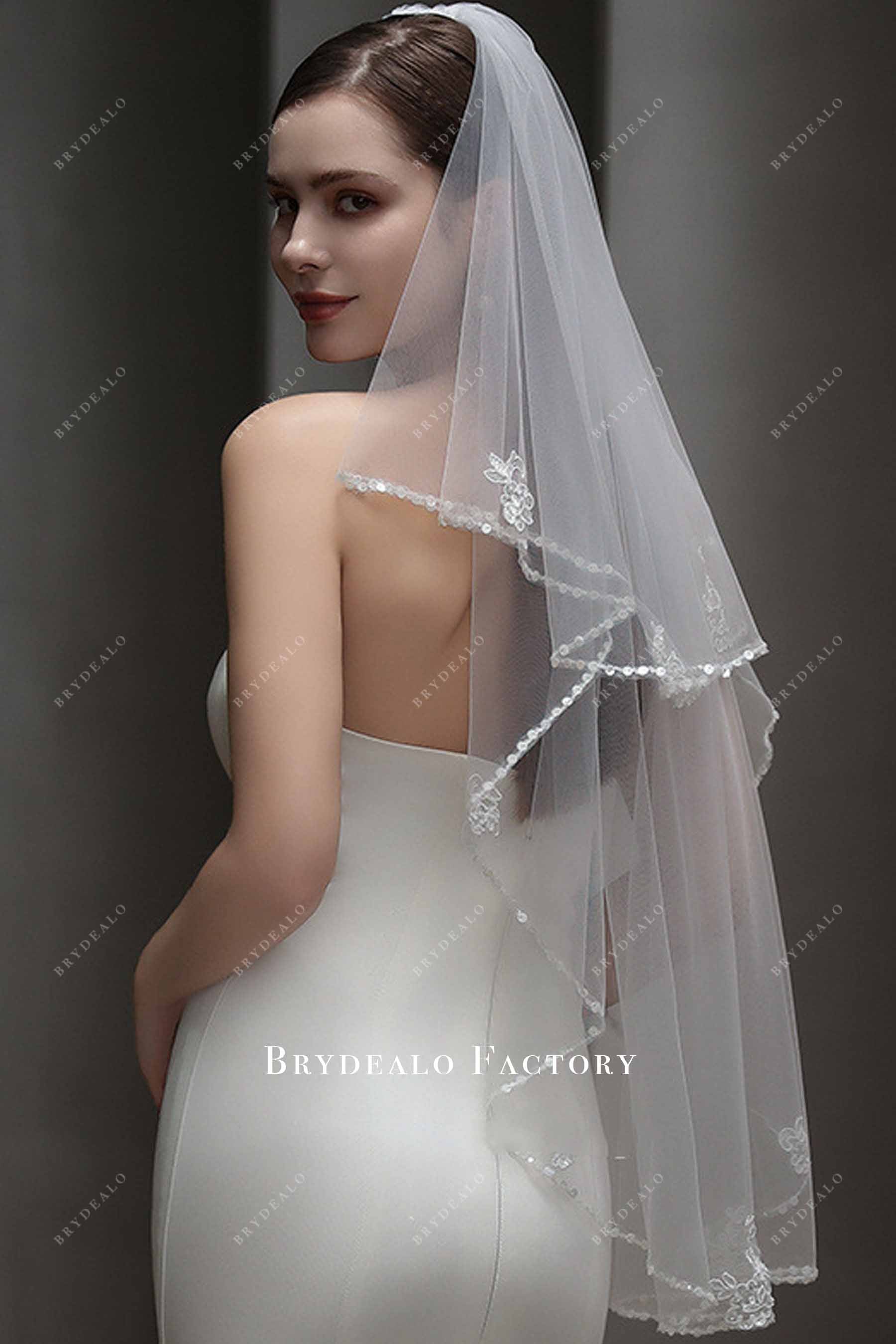 two-tier sequin edge veil