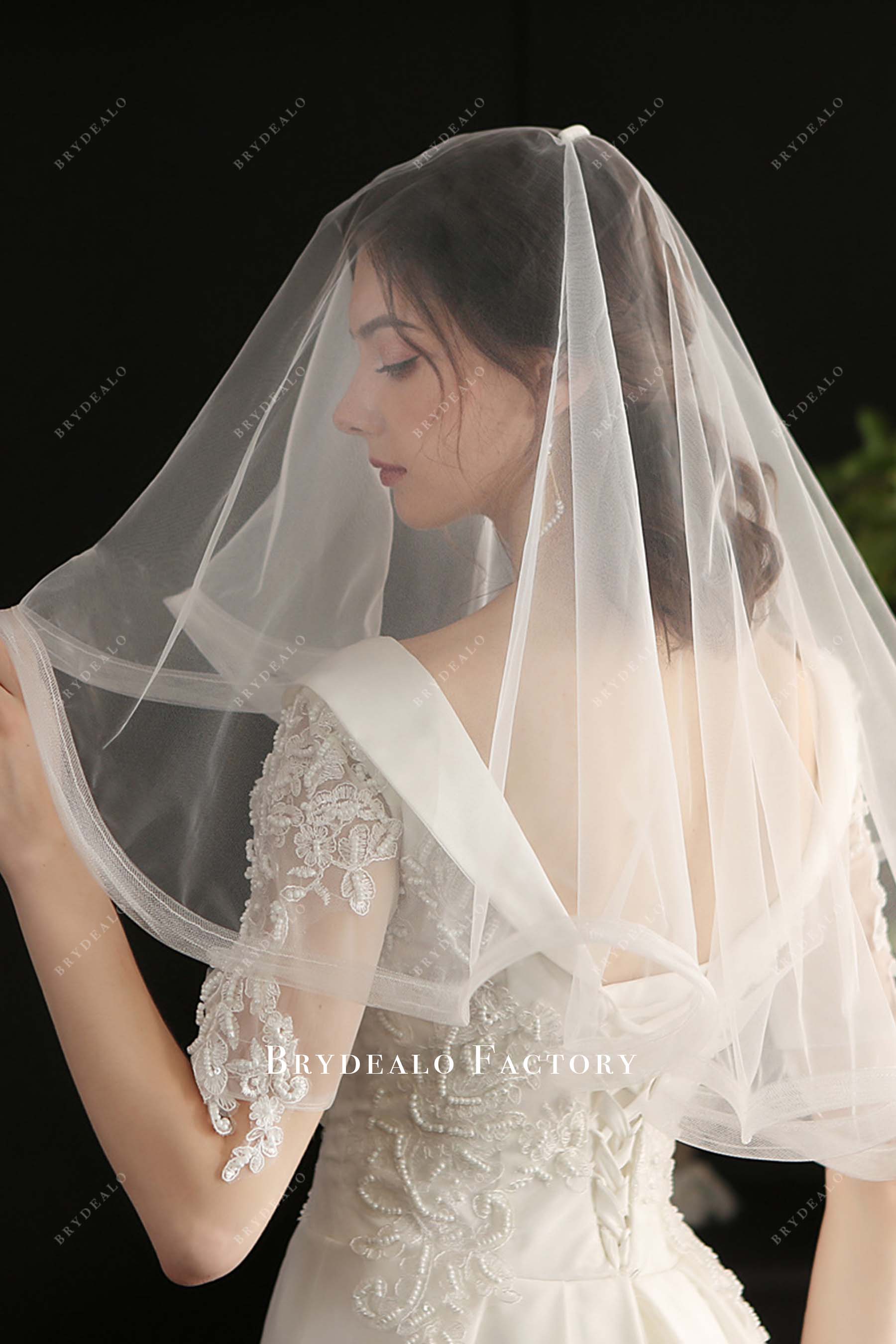 two tier tulle bridal veil