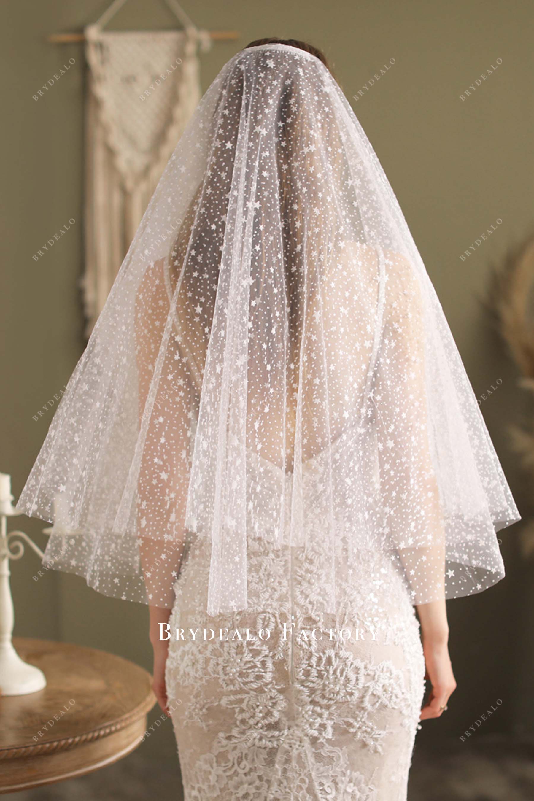 two tier tulle star bridal veil