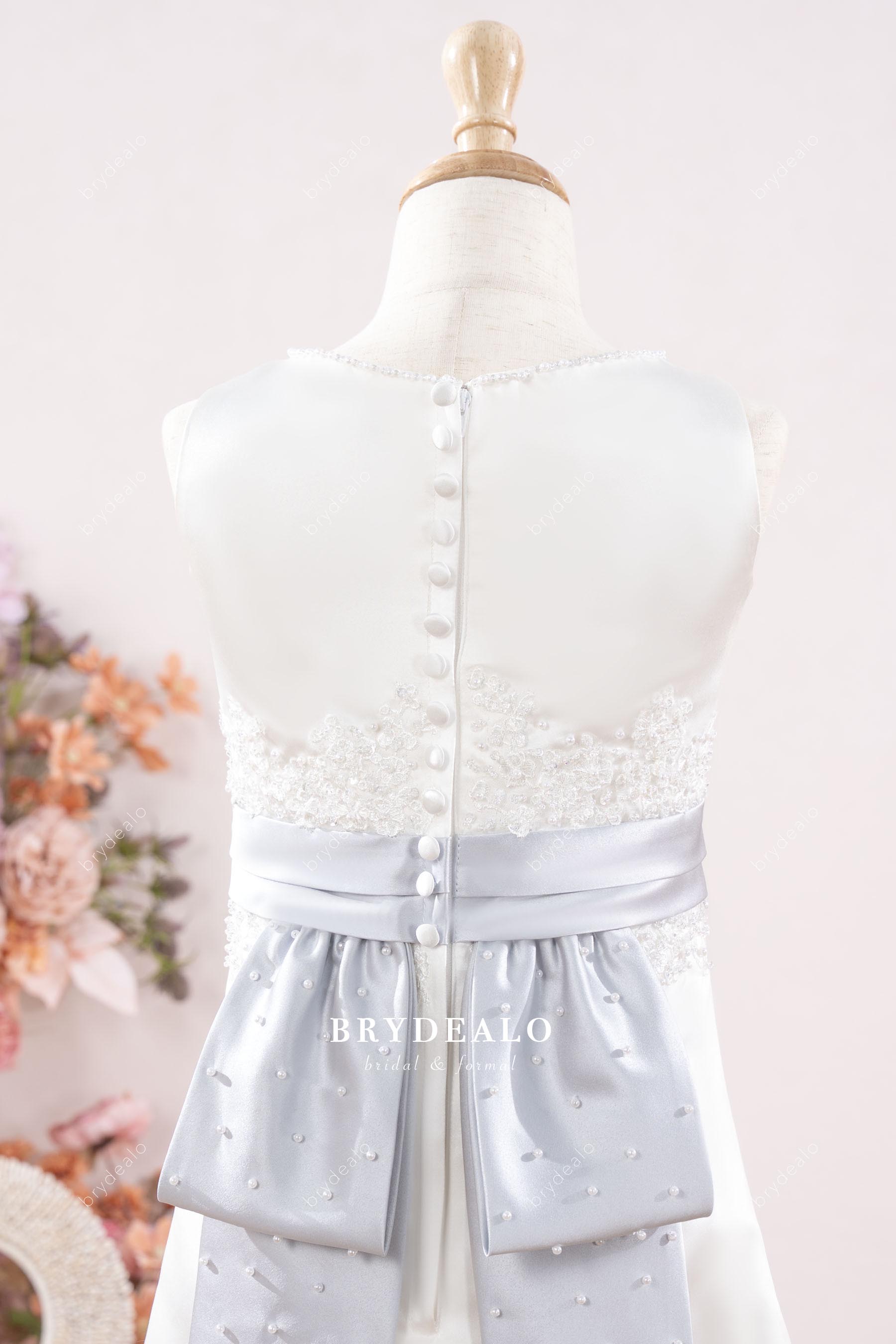 two-tone buttoned back flower girl dress