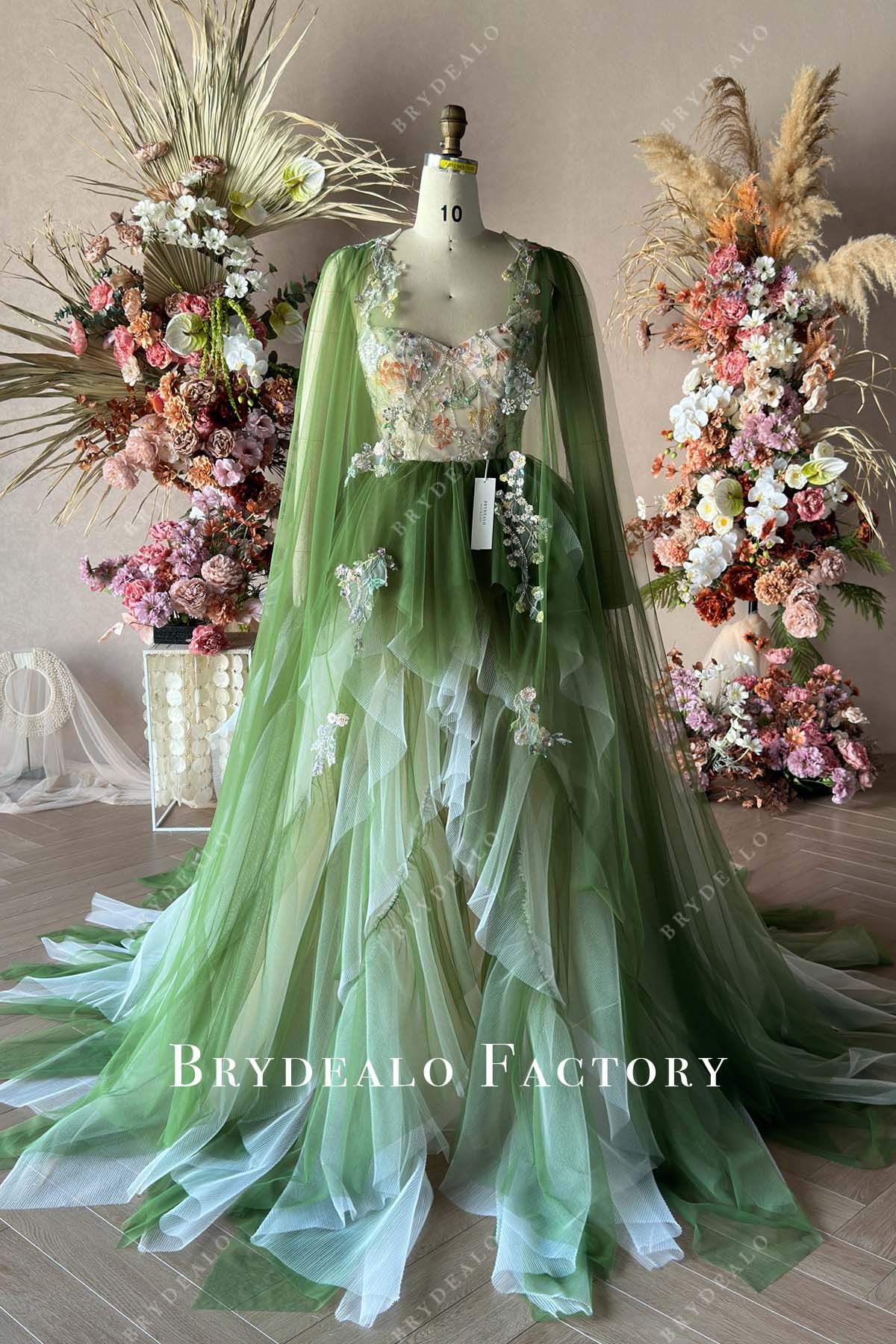 Private Label Colorful Embroidery Flower Lace Formal Dress