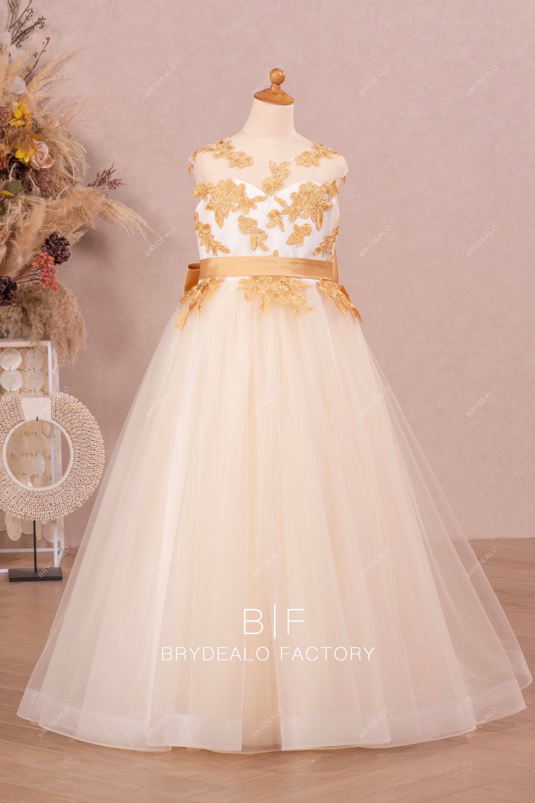 two-tone ivory flower girl dress