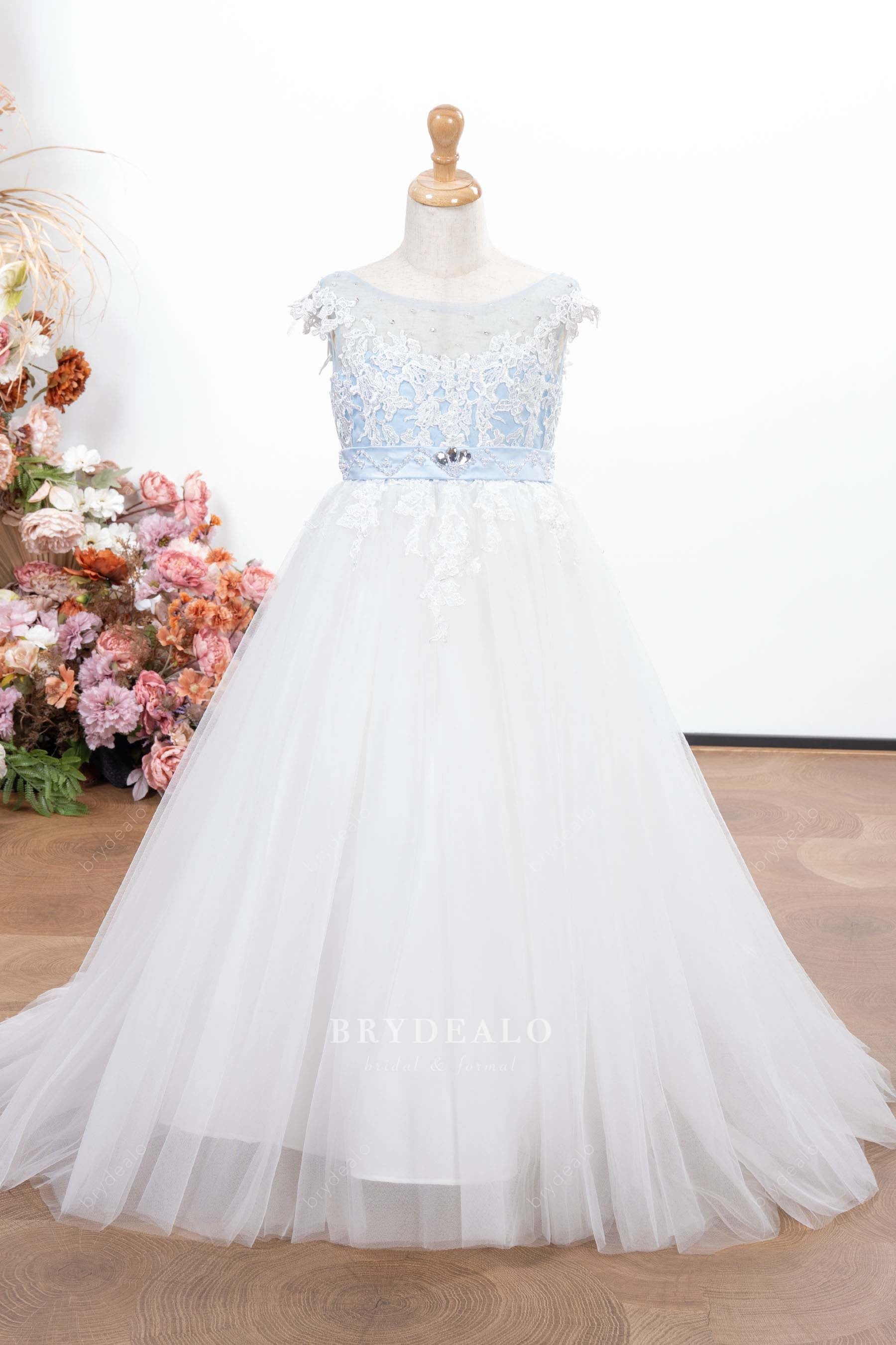 two-tone lace tulle flower girl dress