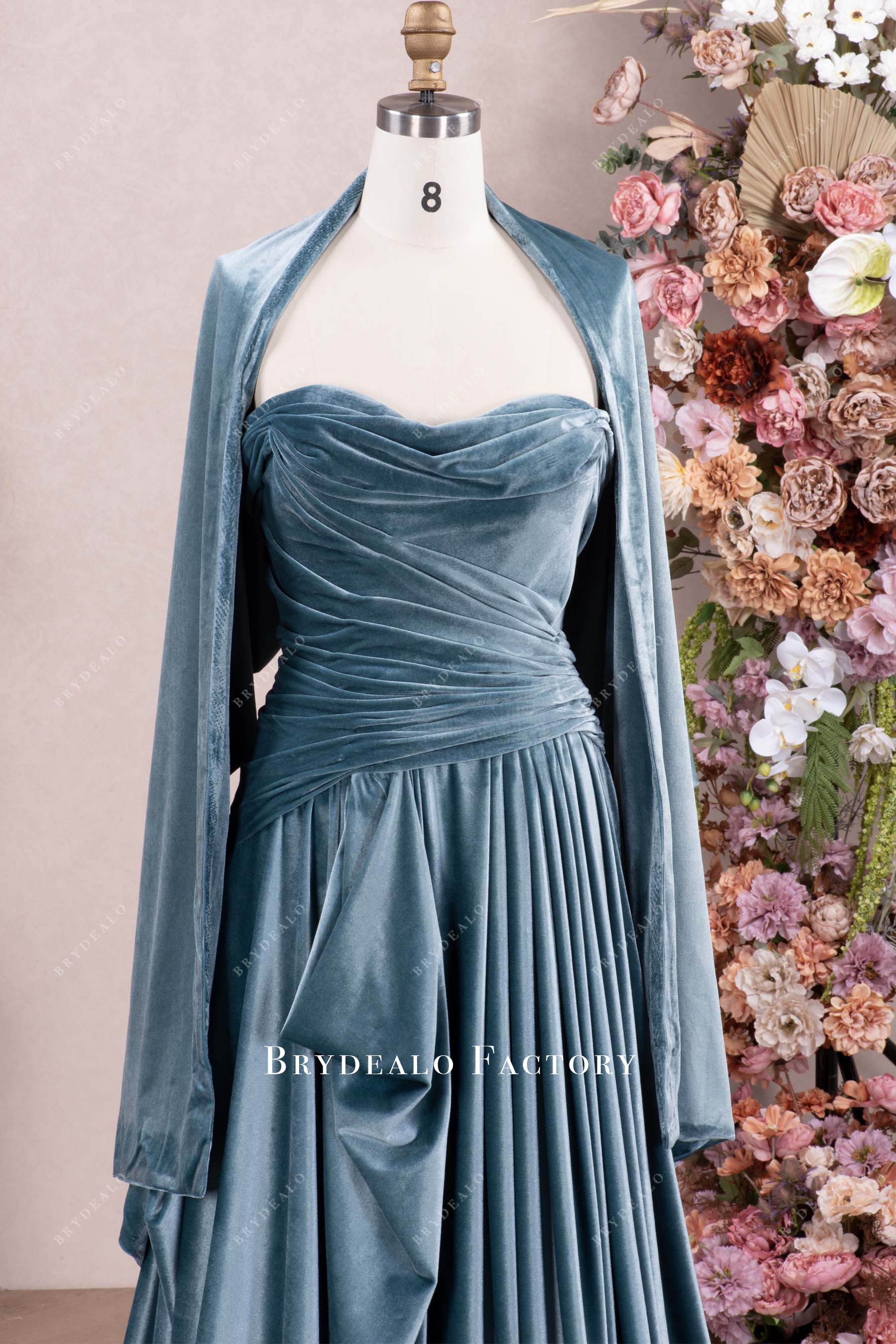 velvet shawl mother of bride dress