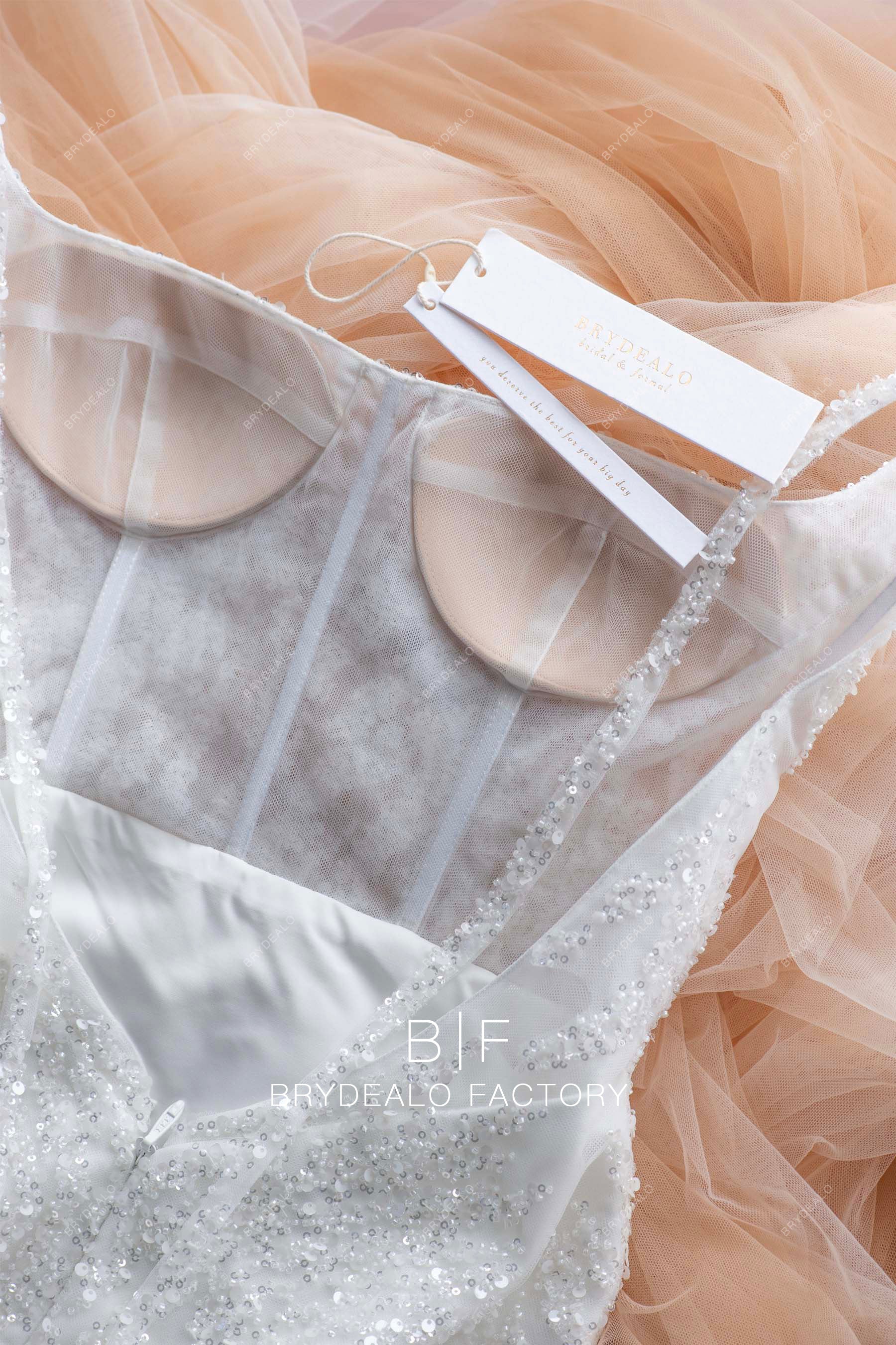 visible boning corset wedding dress