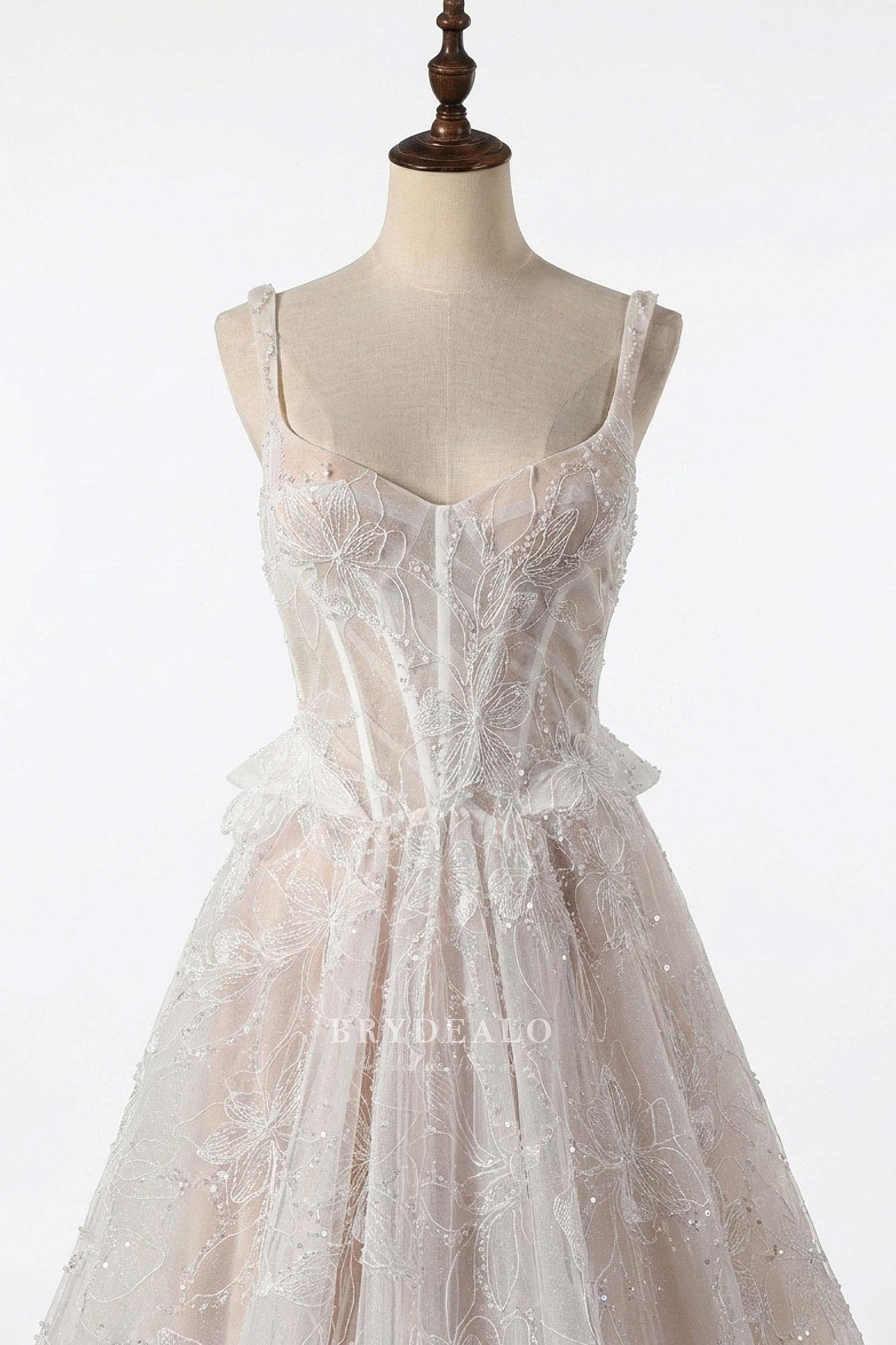 visible boning straps wedding dress