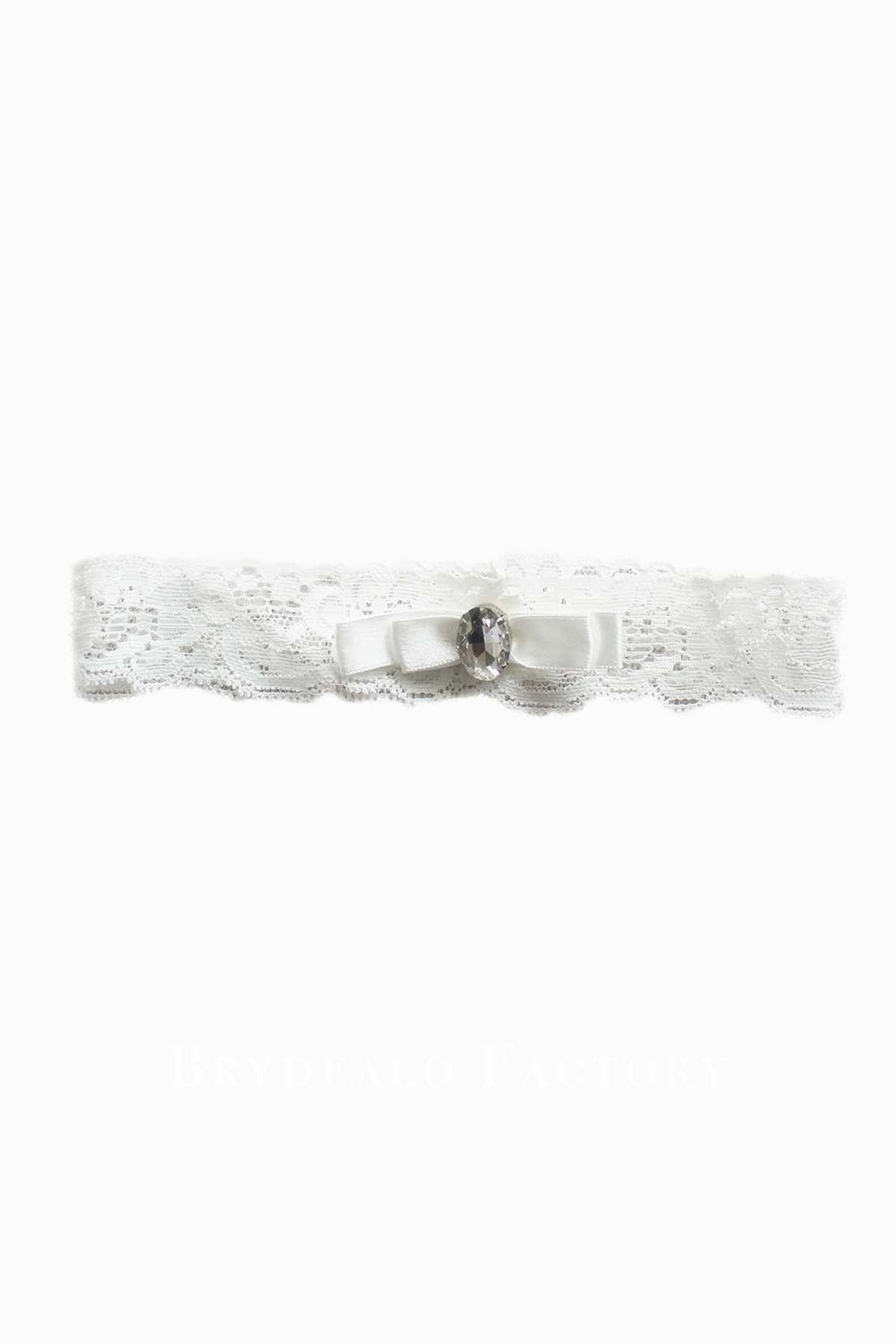 white lace bow wedding garter