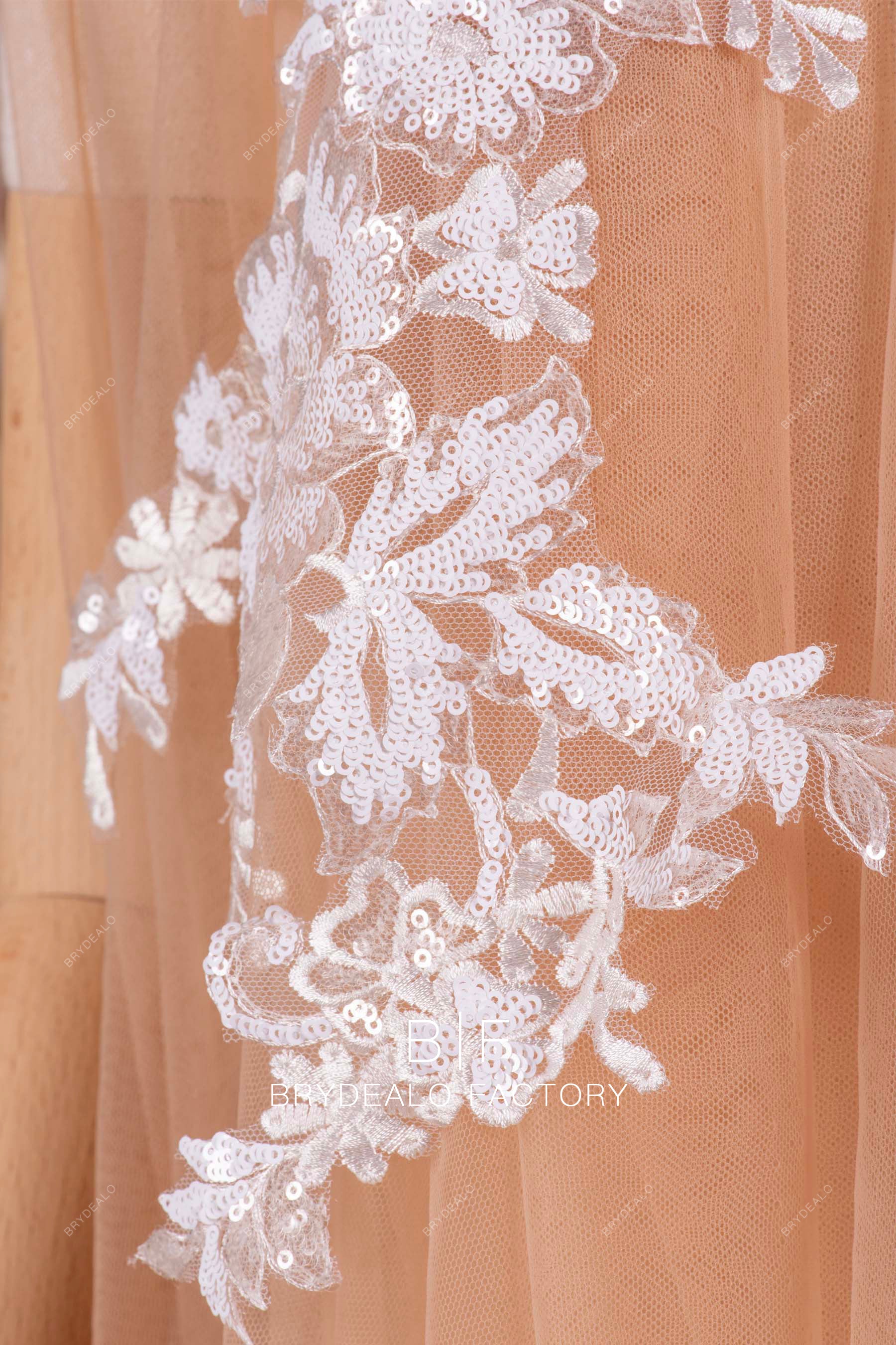 white sequin lace appliques