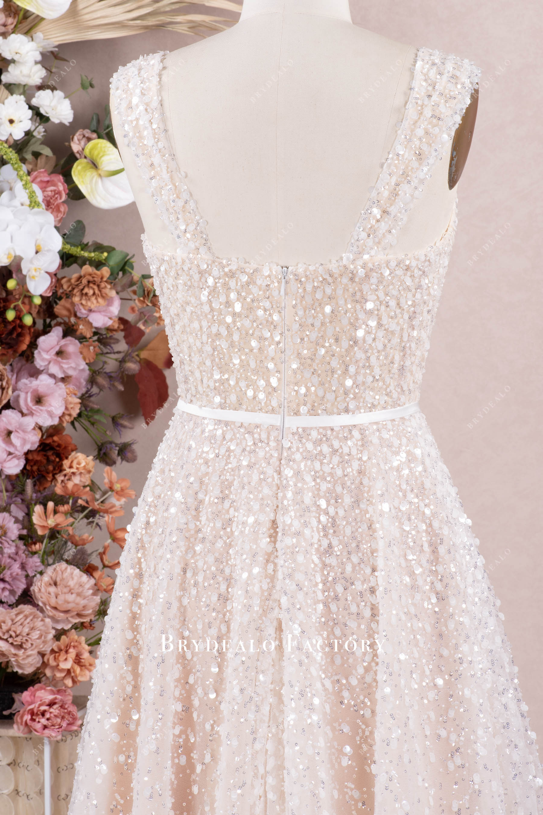 white sequin wedding dress