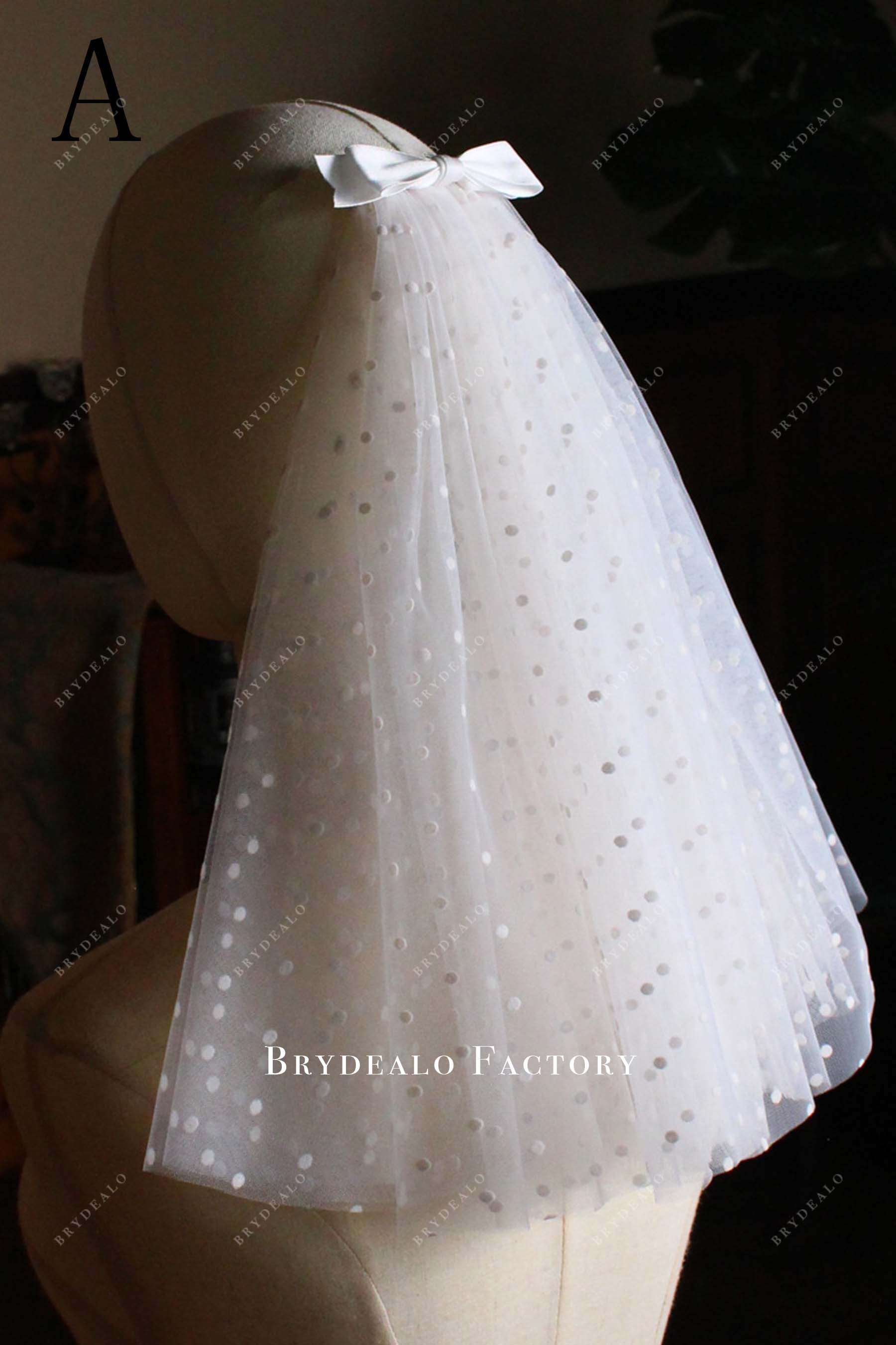 white tulle polka dot bridal veil