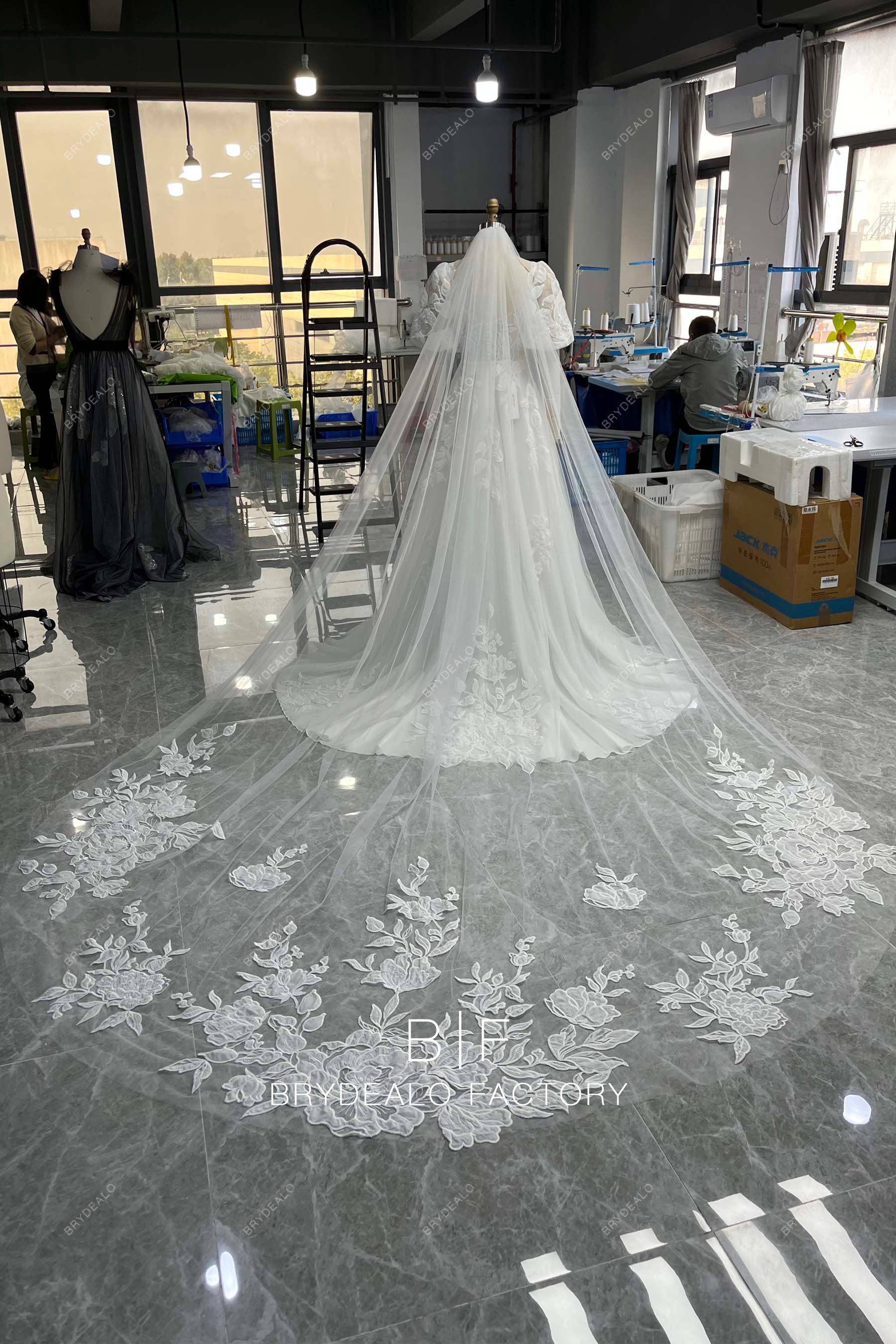 wholesale organic lace long wedding veil