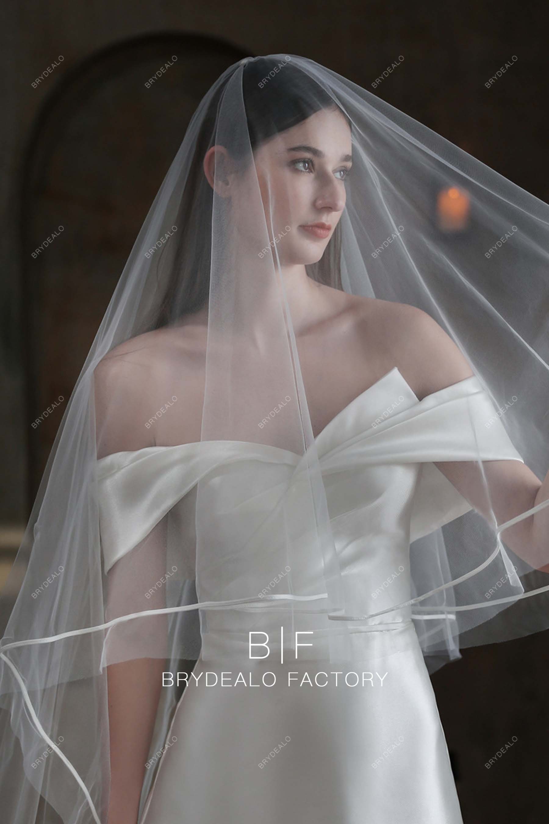 wholesale satin ribbon bridal veil