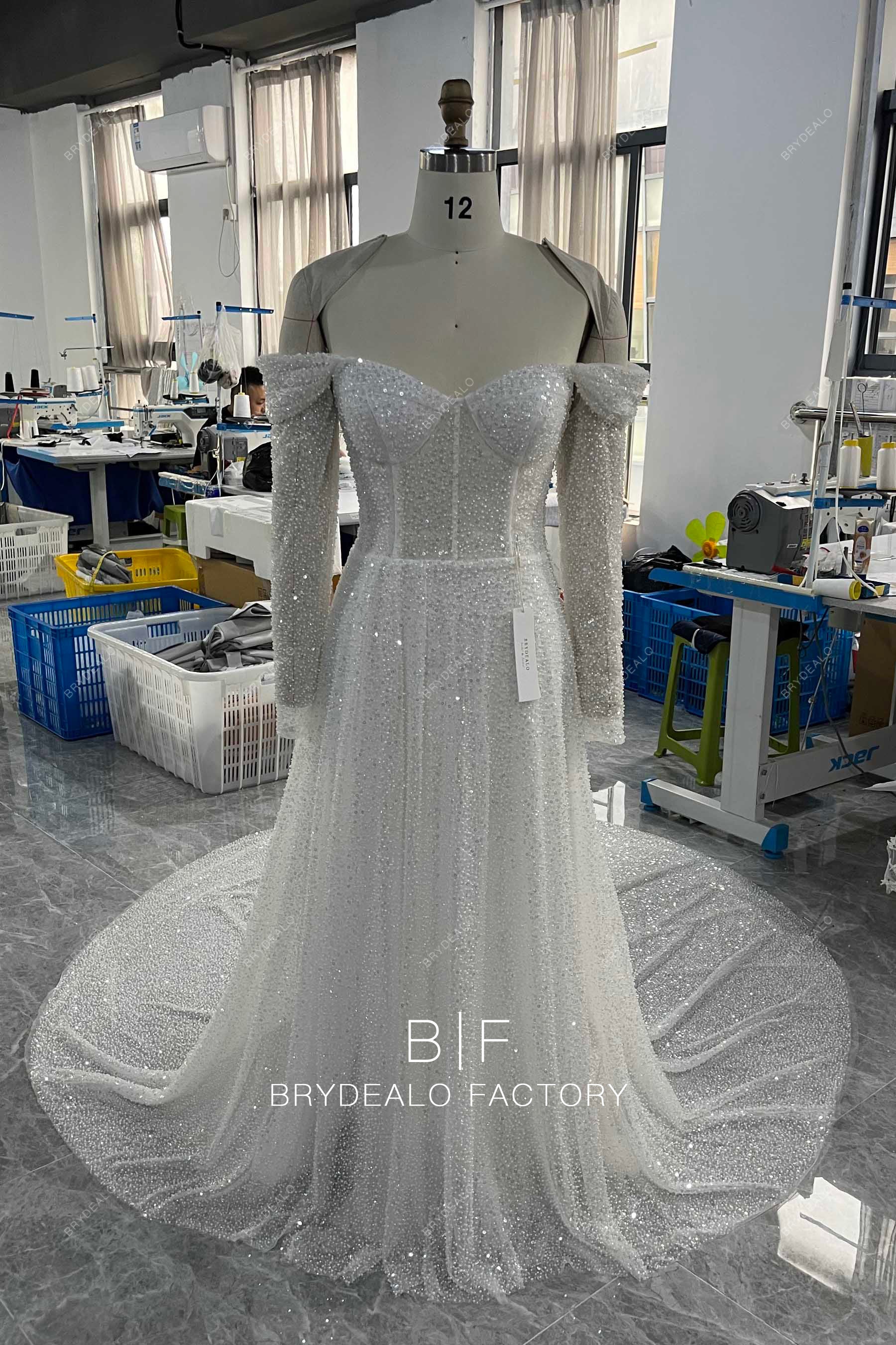 wholesale sparkly Aline wedding dress