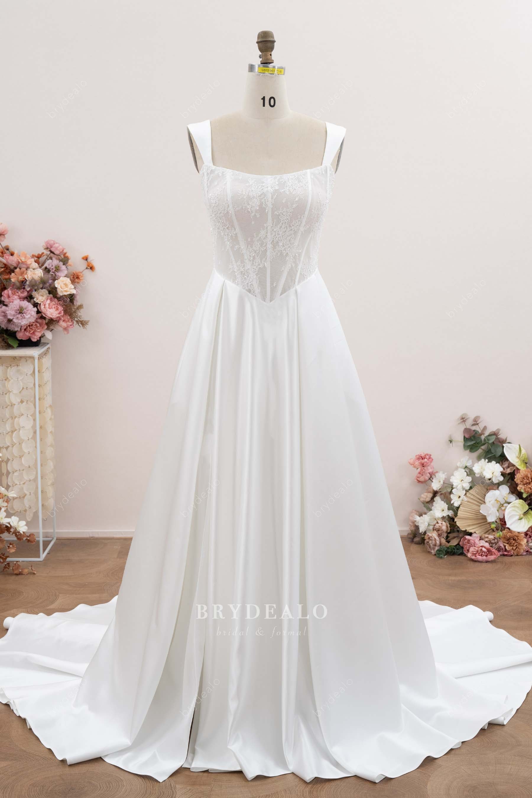 wide straps Aline wedding dress