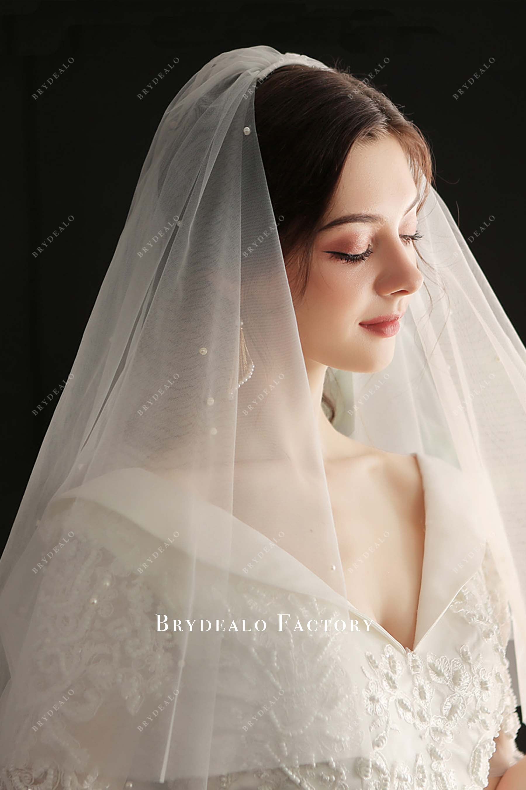 Two-Tier Pearl Elbow-Length Wedding Veil