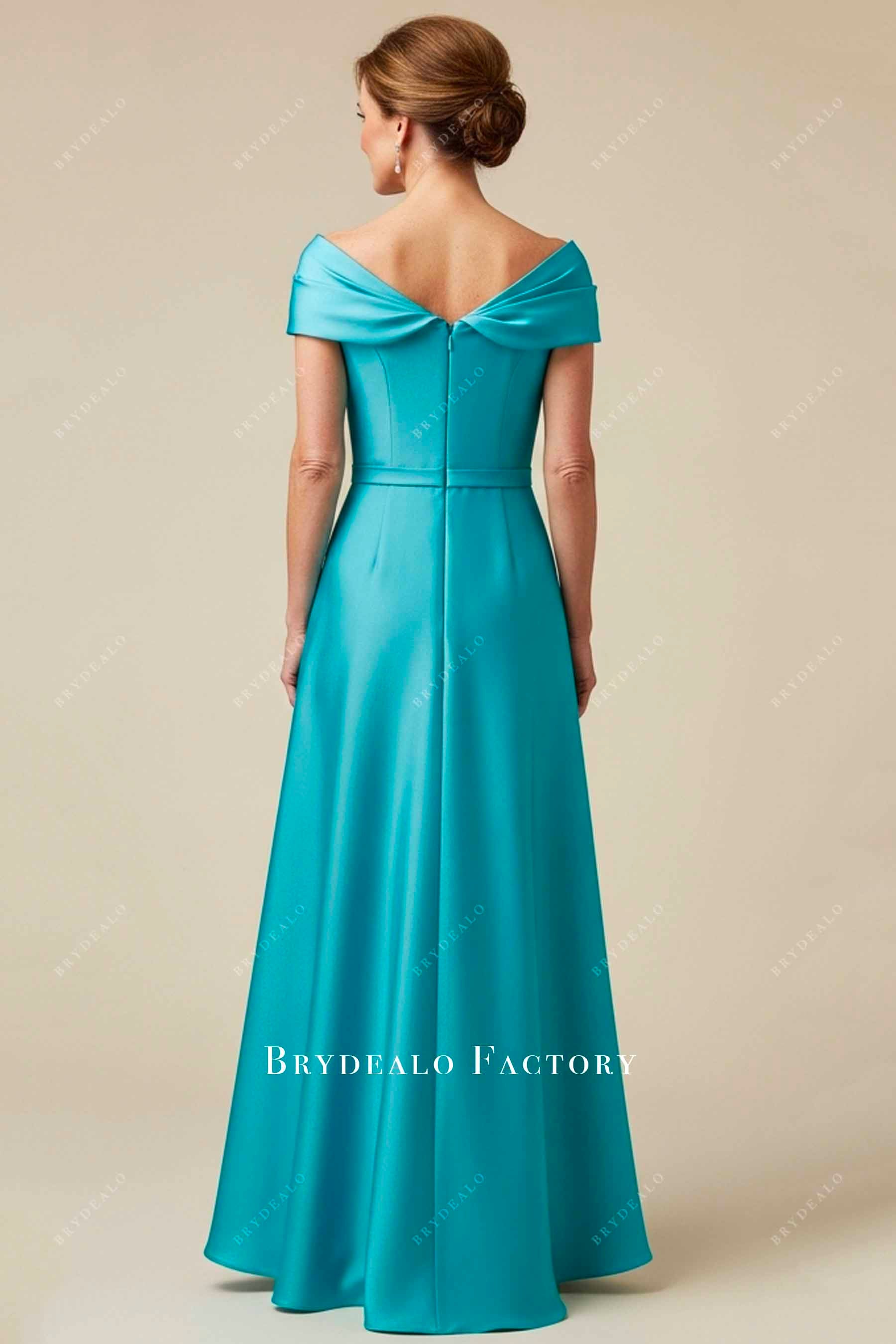 wrap off-shoulder satin formal dress