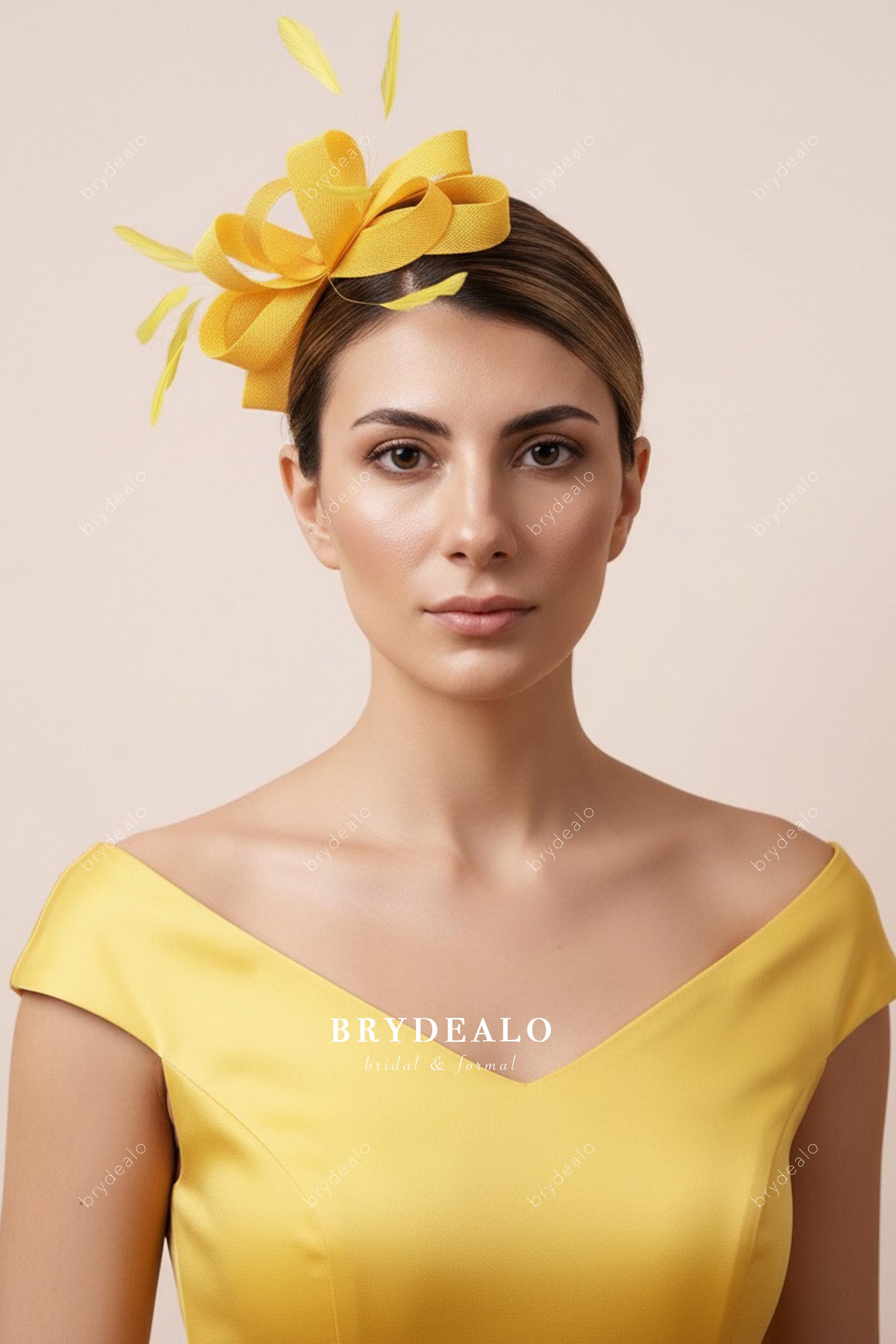 yellow faux linen headband