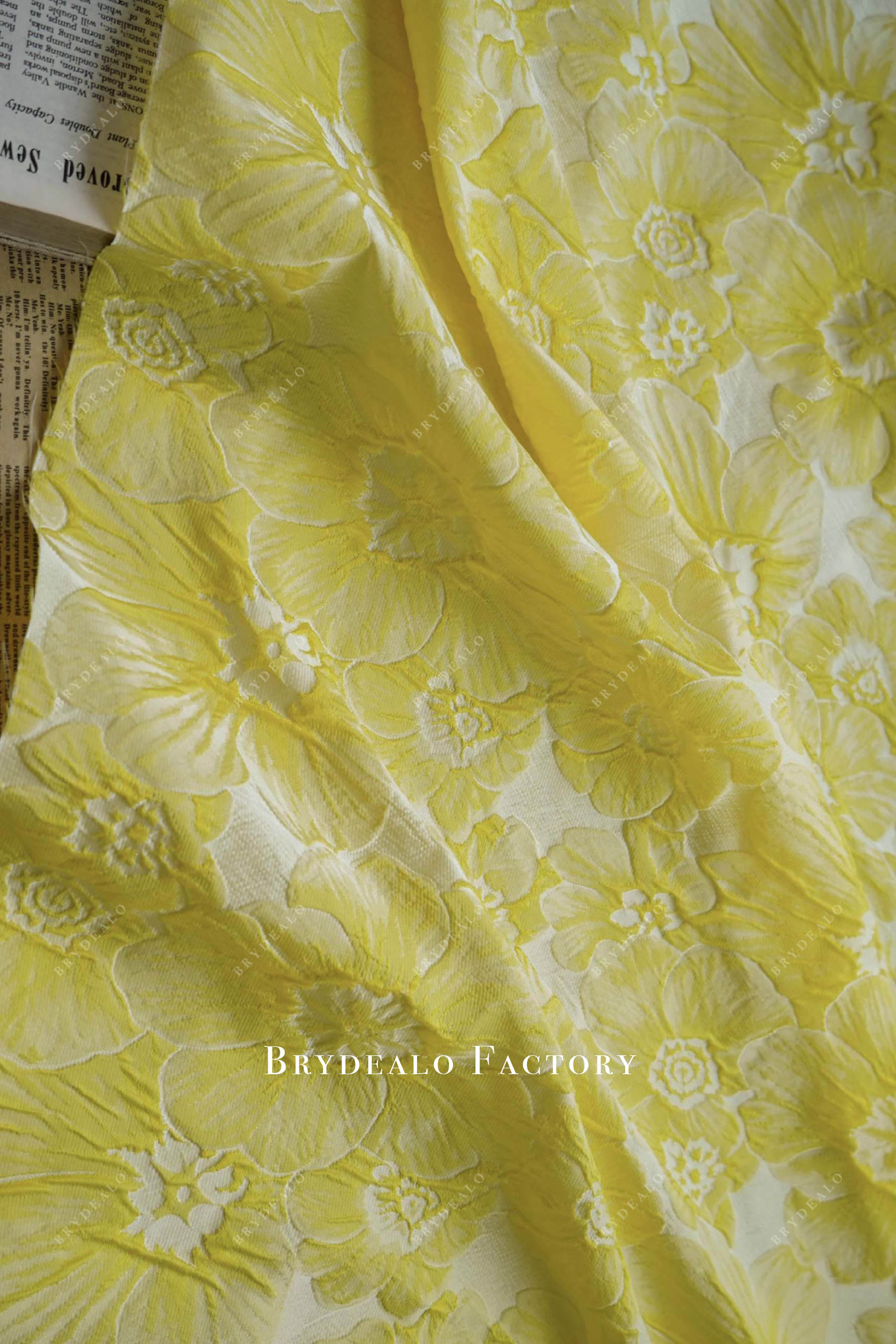 yellow large flower jacquard fabric